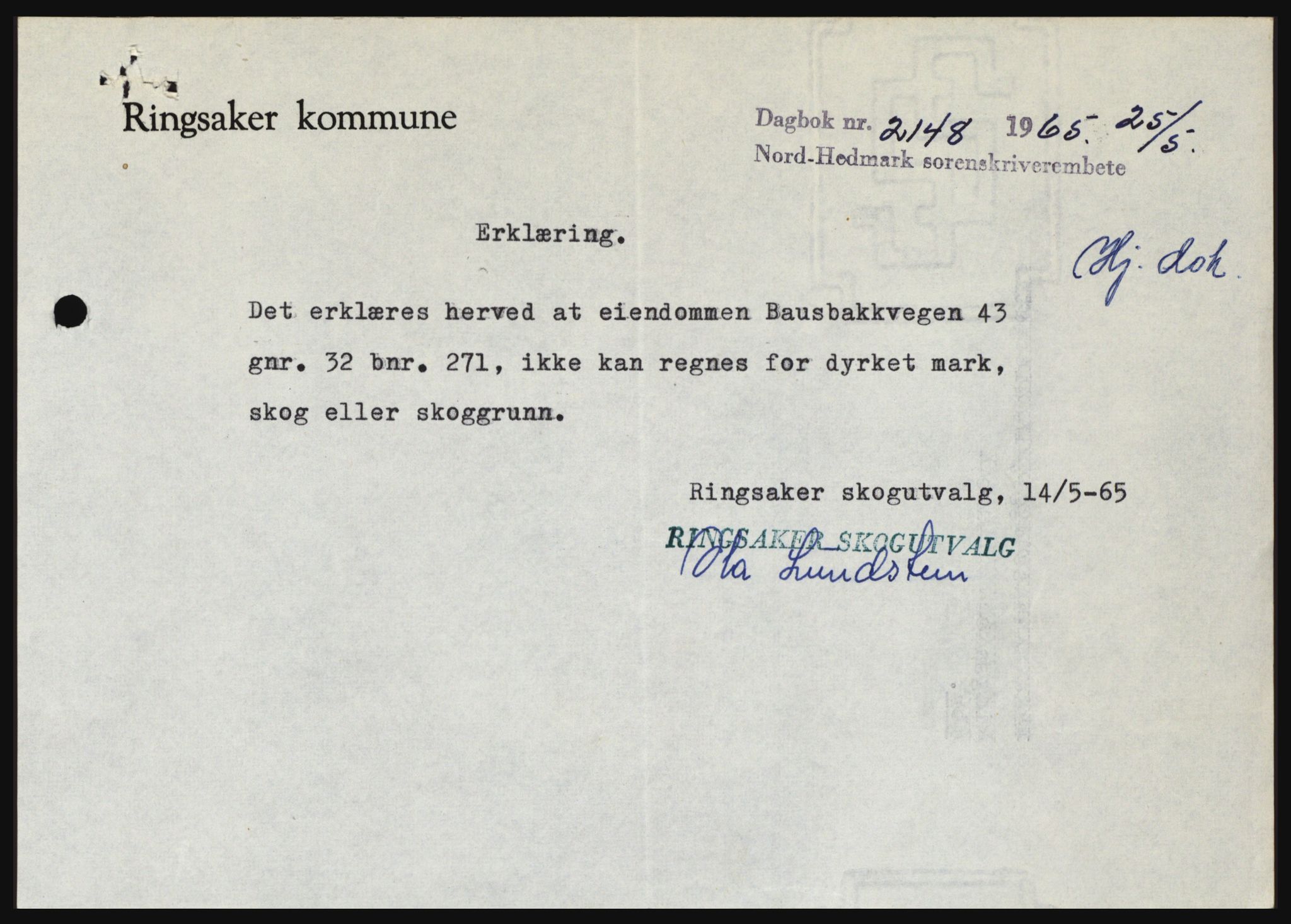Nord-Hedmark sorenskriveri, SAH/TING-012/H/Hc/L0021: Pantebok nr. 21, 1964-1965, Dagboknr: 2148/1965