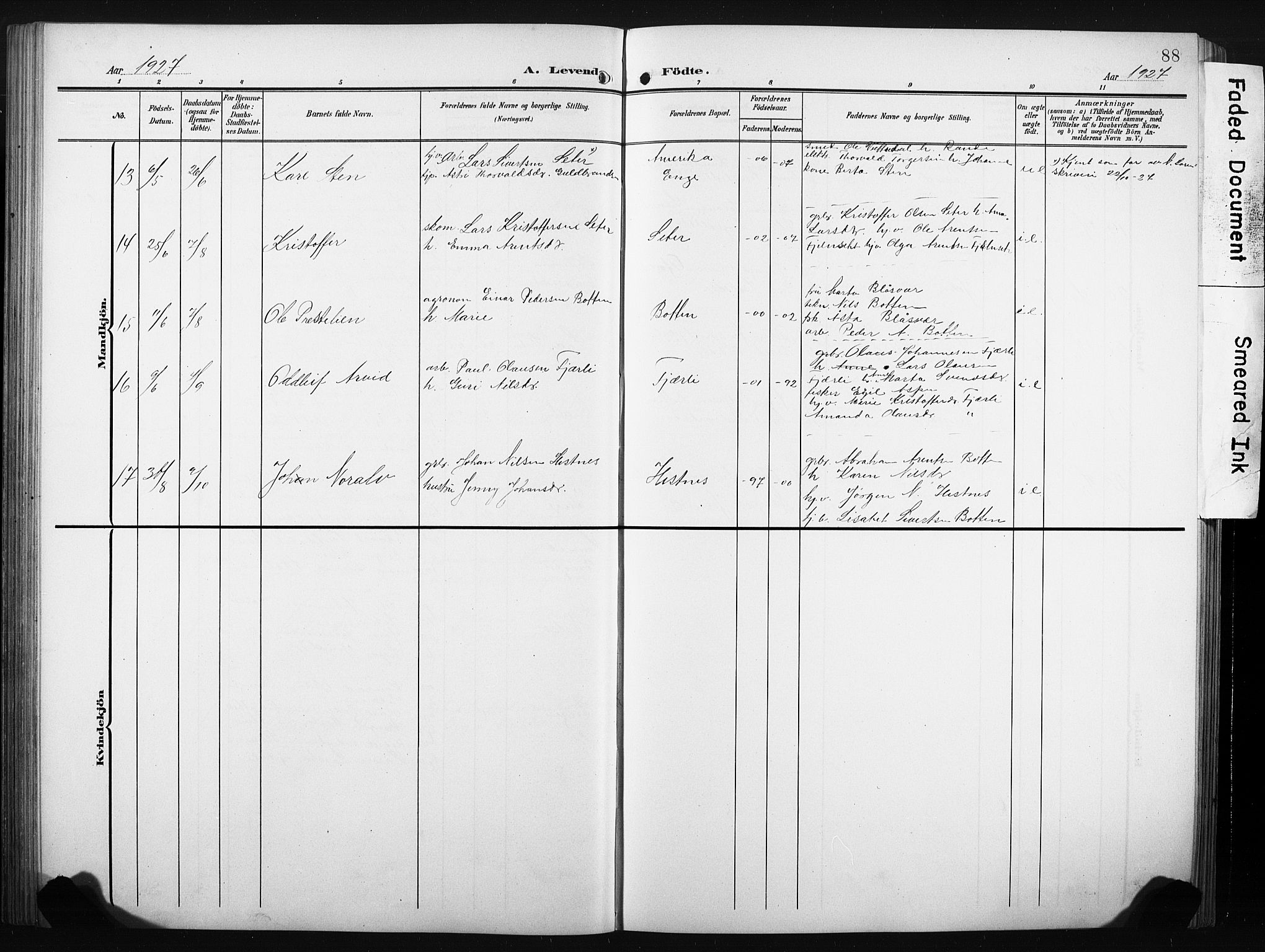 Ministerialprotokoller, klokkerbøker og fødselsregistre - Møre og Romsdal, AV/SAT-A-1454/580/L0927: Klokkerbok nr. 580C02, 1904-1932, s. 88