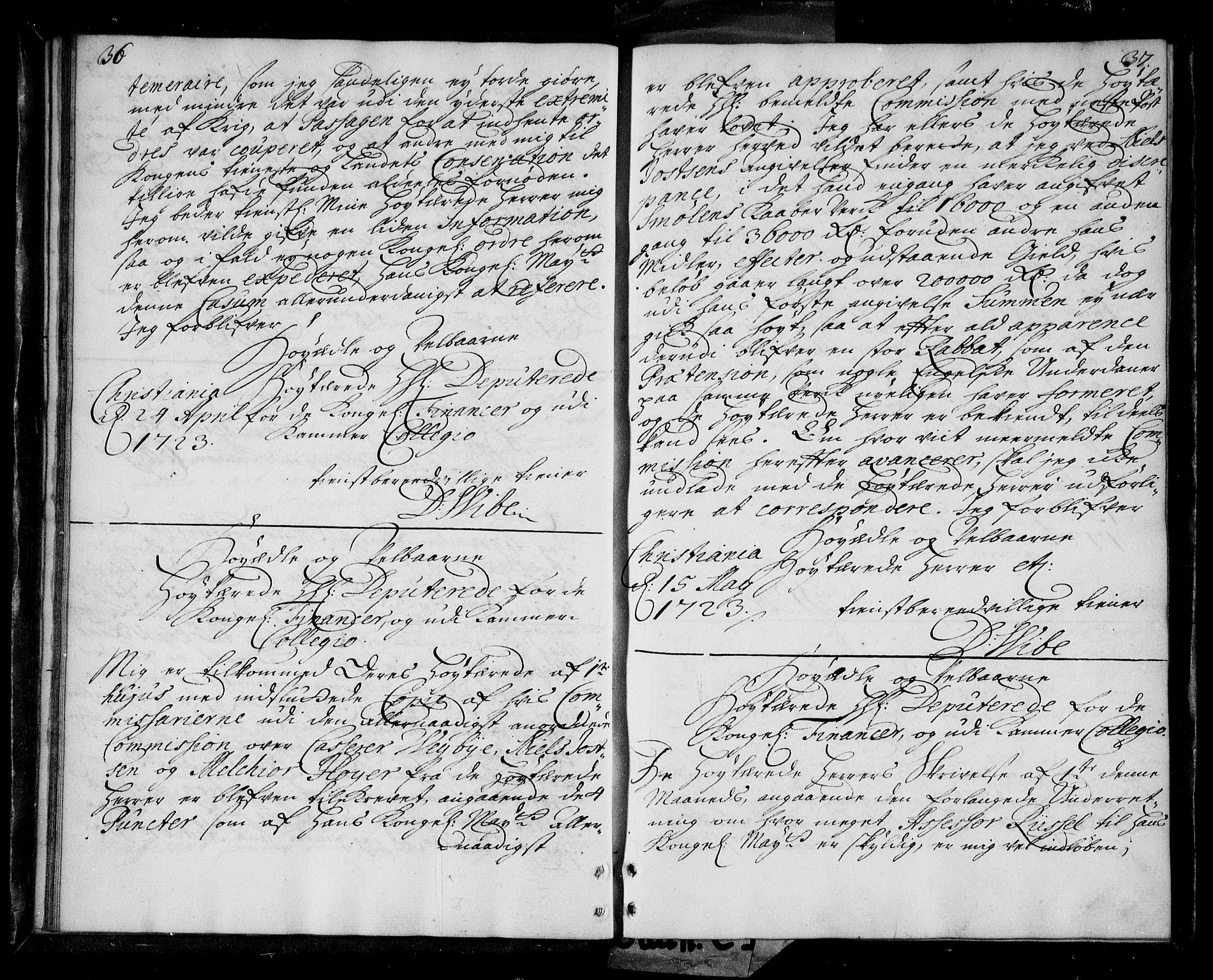 Stattholderembetet 1572-1771, AV/RA-EA-2870/Be/L0003: Korrespondanseprotokoll, 1722-1723, s. 36-37