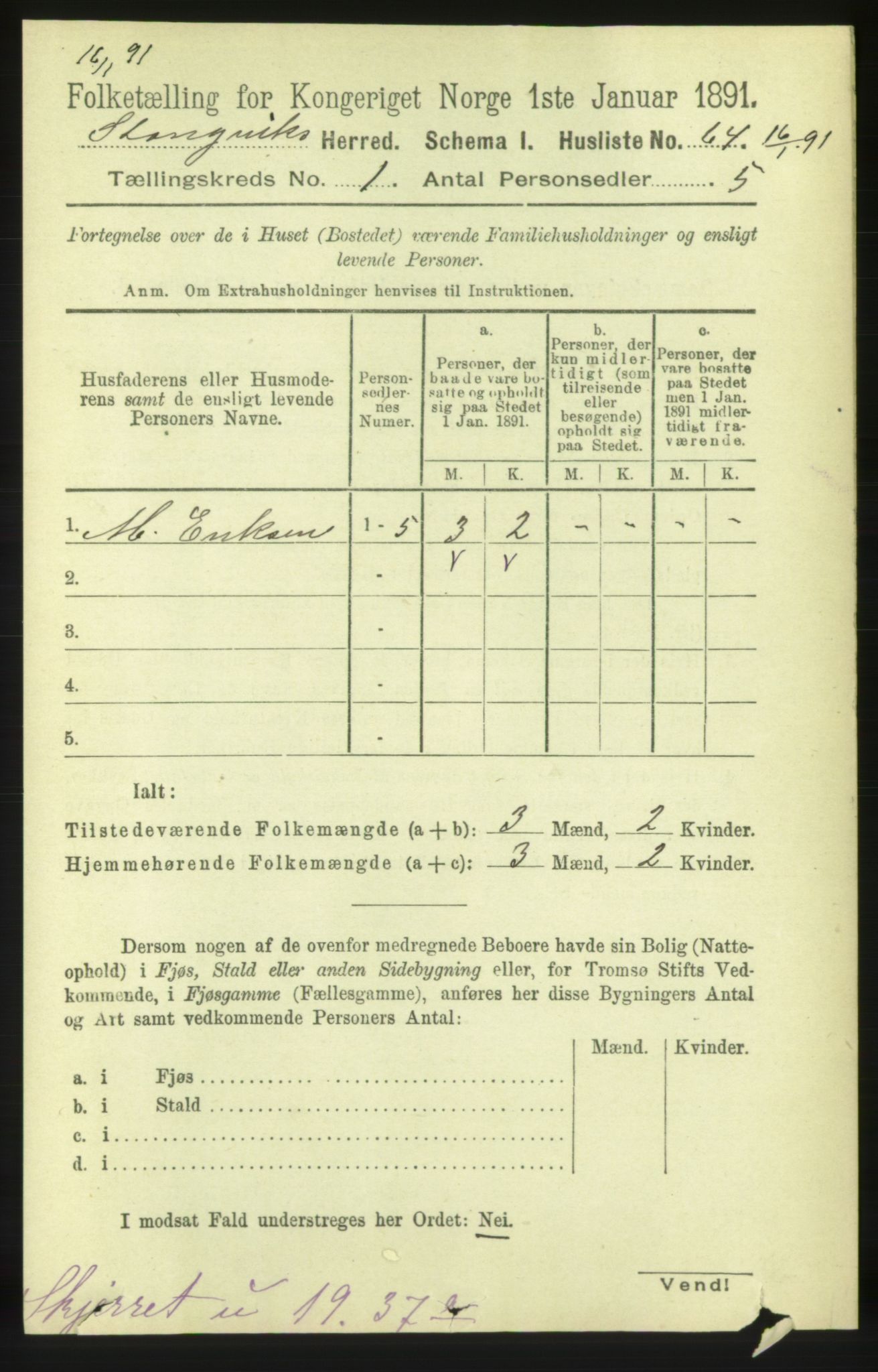 RA, Folketelling 1891 for 1564 Stangvik herred, 1891, s. 90