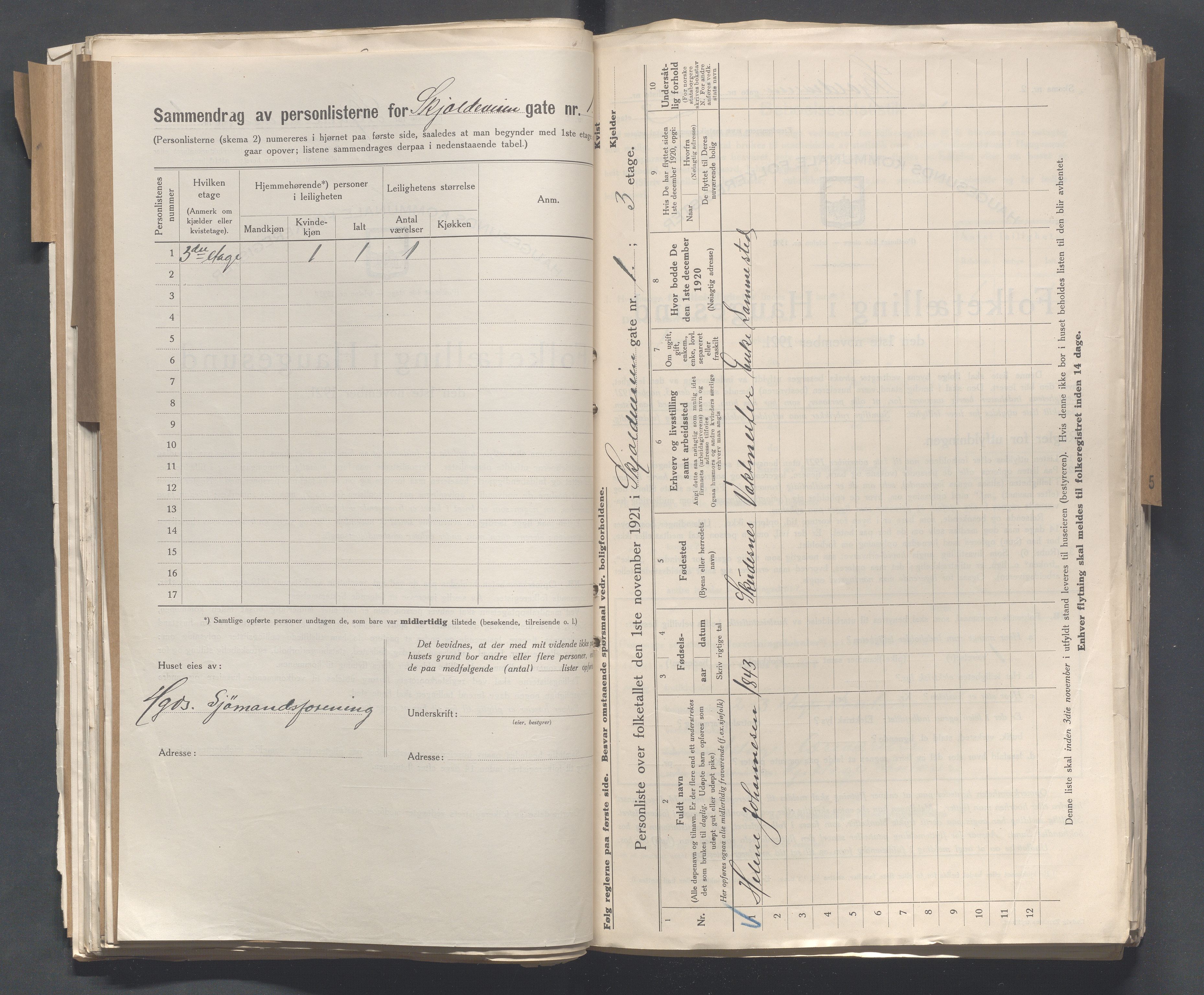 IKAR, Kommunal folketelling 1.11.1921 for Haugesund, 1921, s. 3989