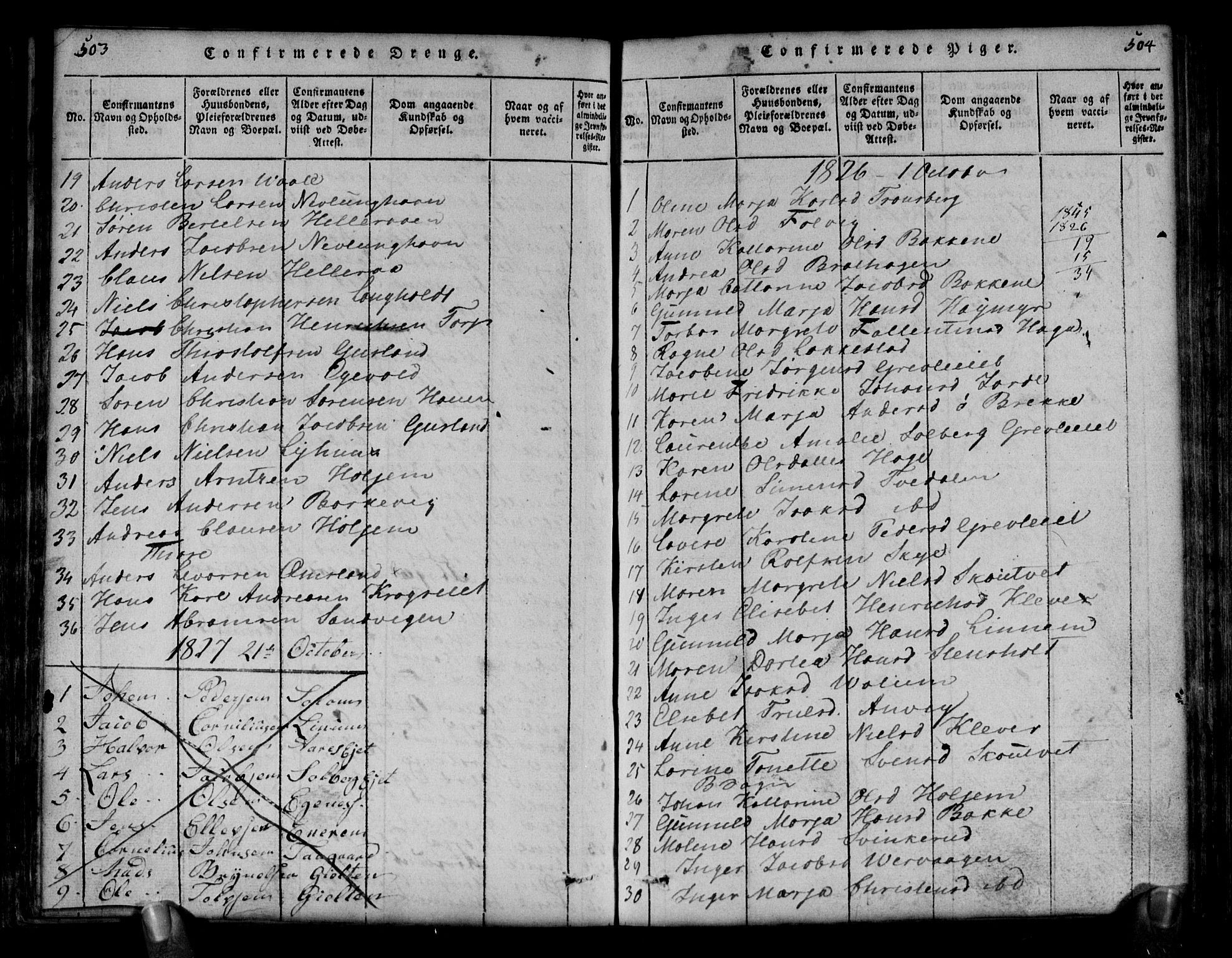 Brunlanes kirkebøker, AV/SAKO-A-342/G/Ga/L0001: Klokkerbok nr. I 1, 1814-1834, s. 503-504
