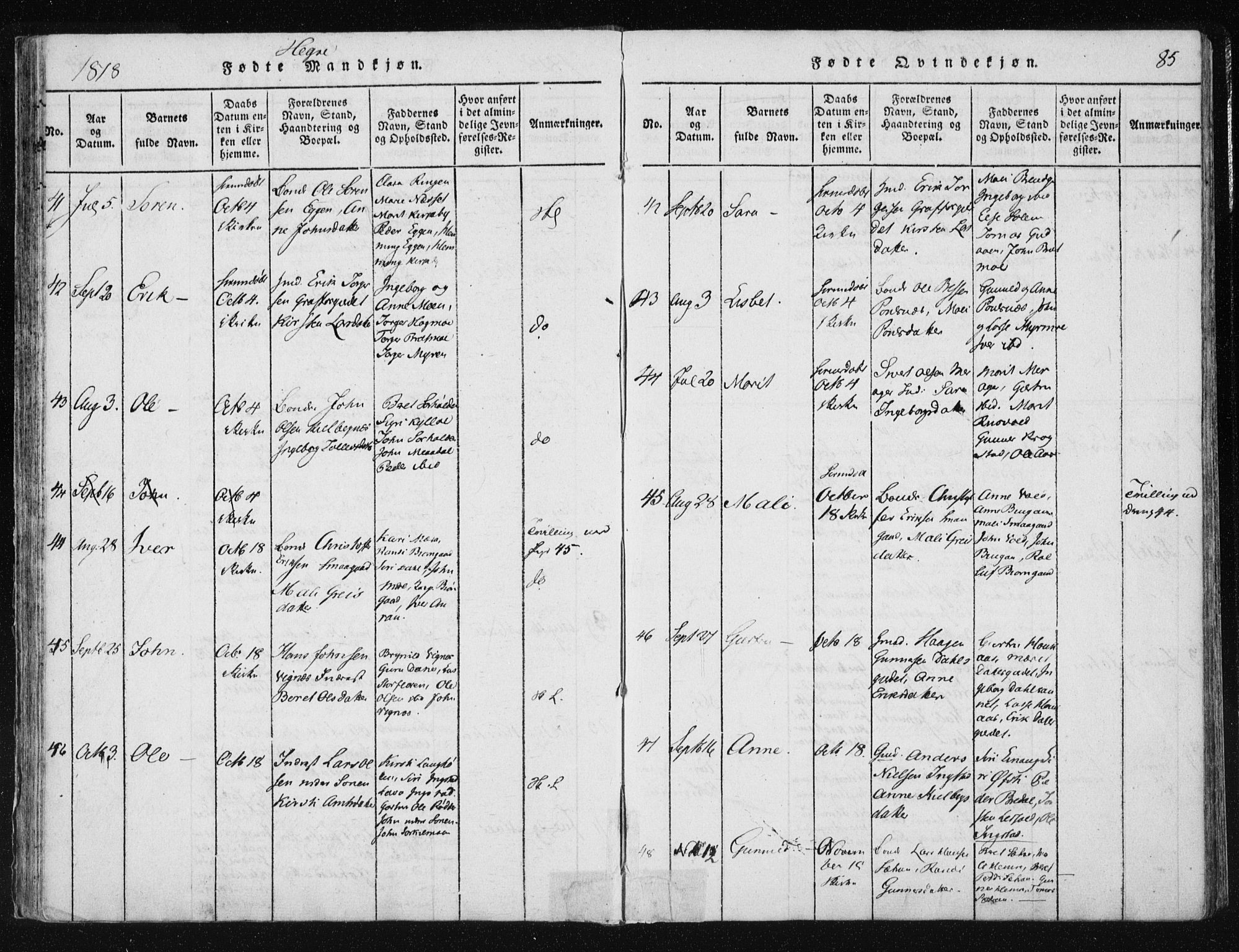 Ministerialprotokoller, klokkerbøker og fødselsregistre - Nord-Trøndelag, SAT/A-1458/709/L0061: Ministerialbok nr. 709A08 /4, 1815-1819, s. 85