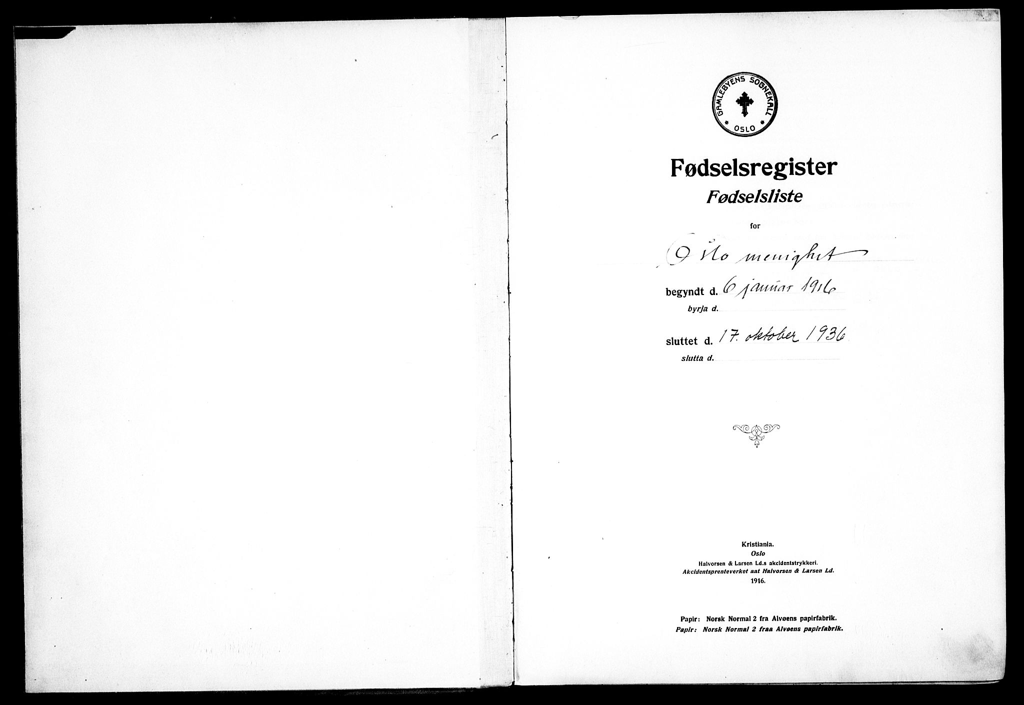 Gamlebyen prestekontor Kirkebøker, SAO/A-10884/J/Ja/L0001: Fødselsregister nr. 1, 1916-1936