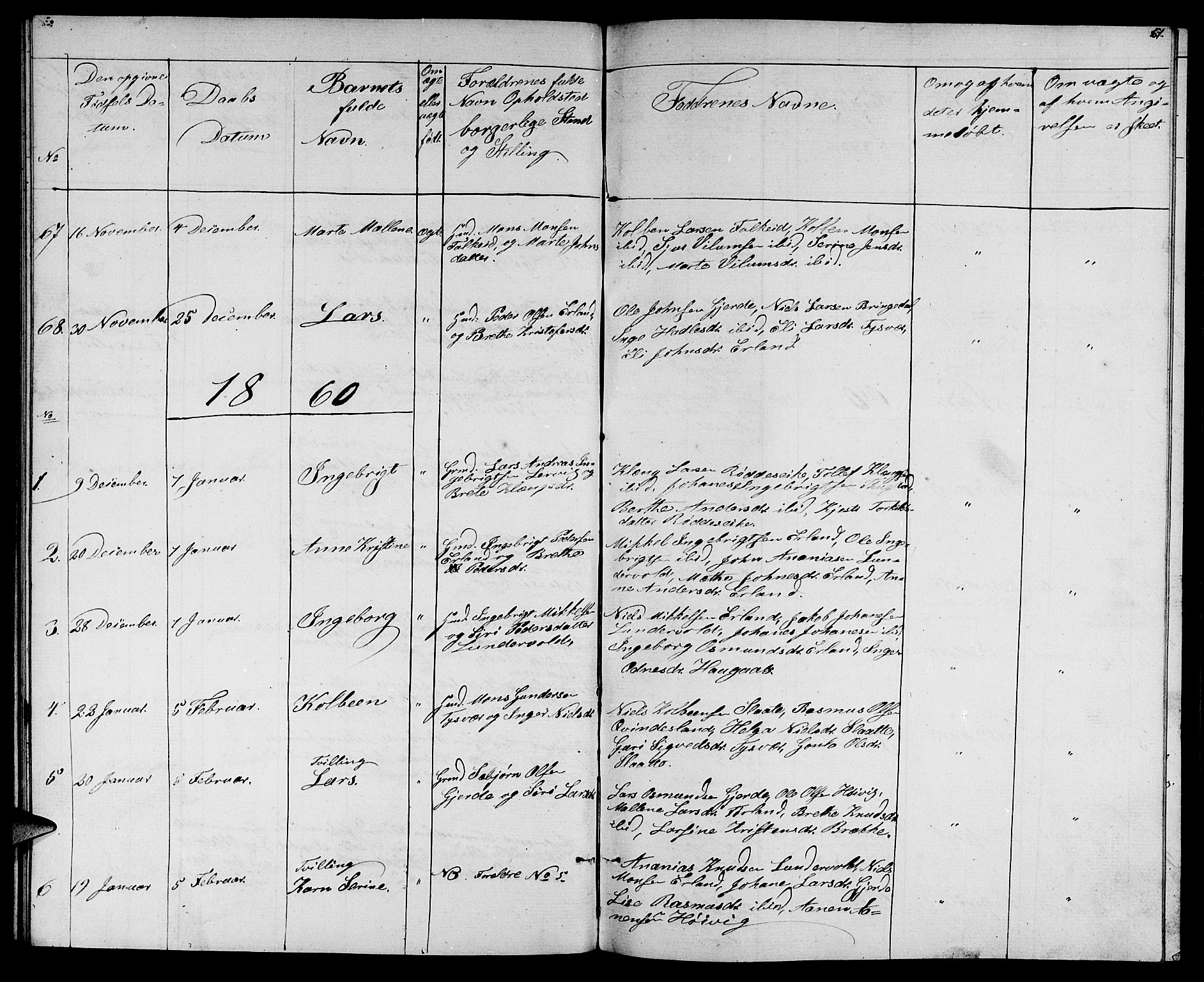 Tysvær sokneprestkontor, AV/SAST-A -101864/H/Ha/Hab/L0002: Klokkerbok nr. B 2, 1852-1868, s. 61