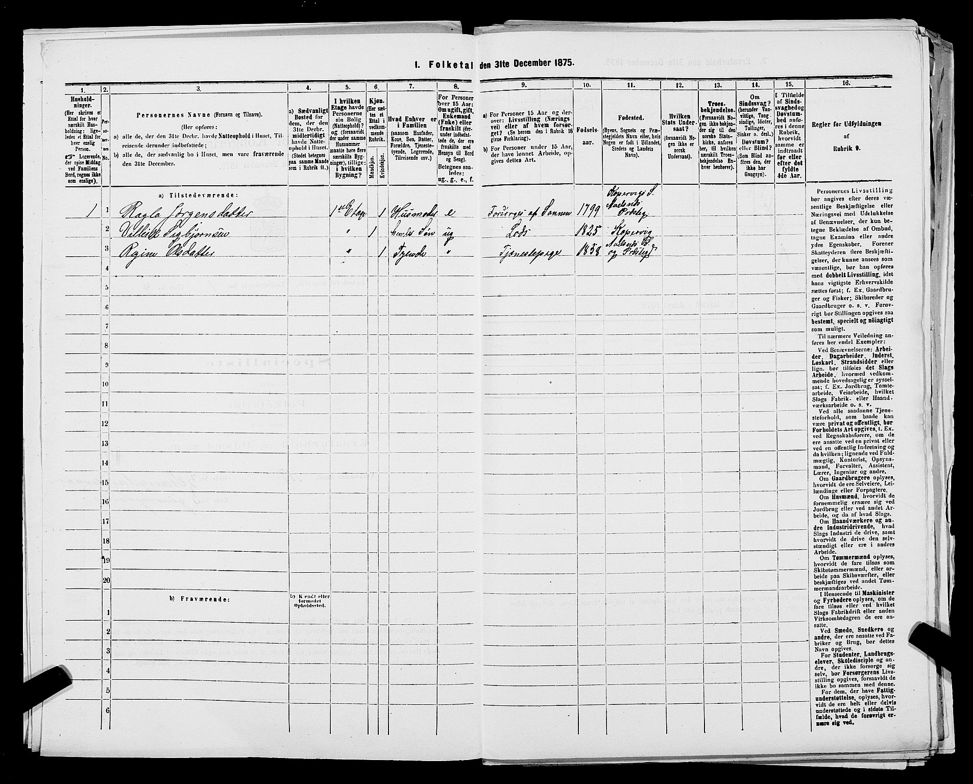 SAST, Folketelling 1875 for 1105B Avaldsnes prestegjeld, Kopervik ladested, 1875, s. 9