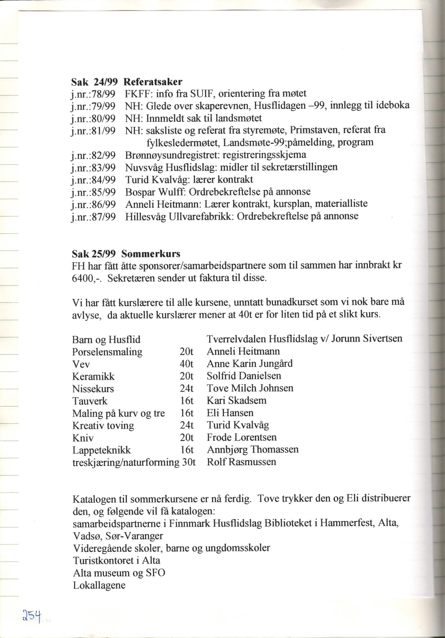 Finnmark Husflidslag, FMFB/A-1134/A/L0004: Møtebok, 1995-2000, s. 260