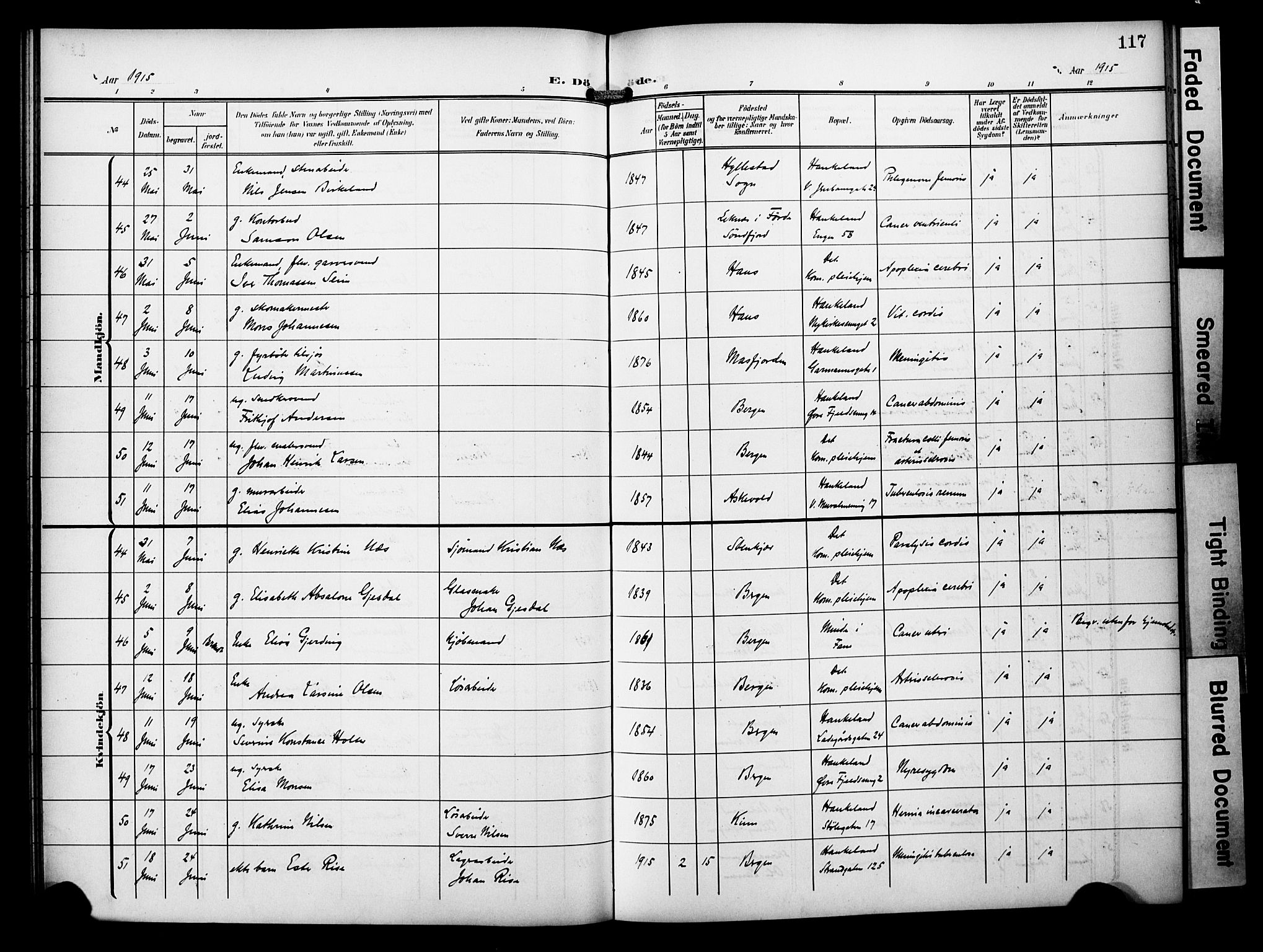 Bergen kommunale pleiehjem - stiftelsespresten, AV/SAB-A-100281: Ministerialbok nr. A 6, 1908-1920, s. 117