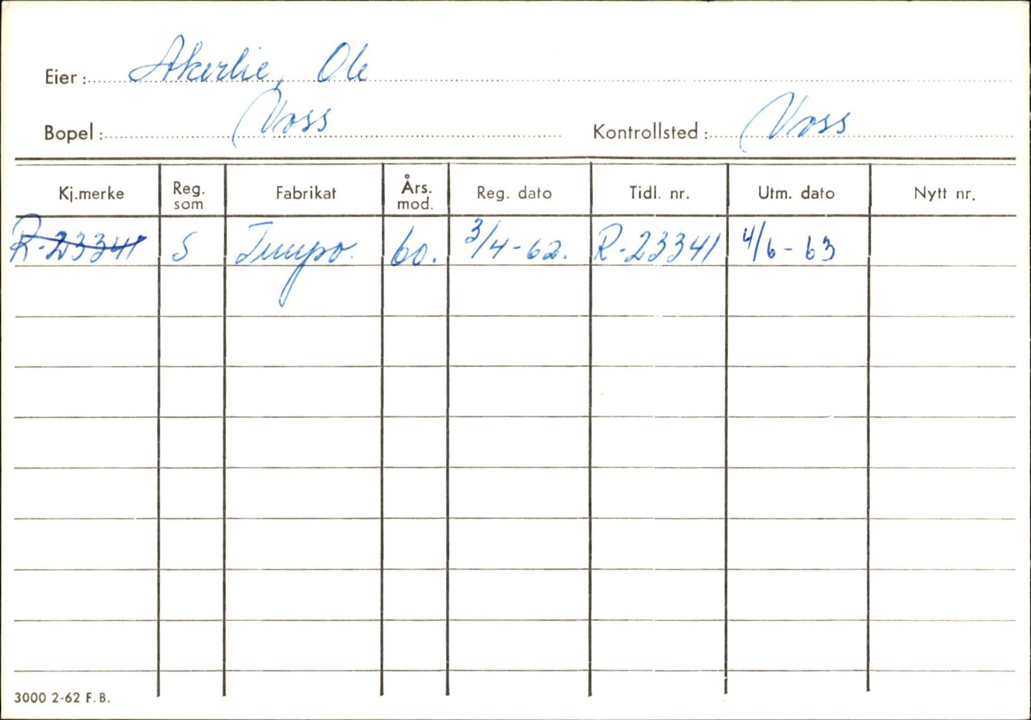 Statens vegvesen, Hordaland vegkontor, SAB/A-5201/2/Ha/L0001: R-eierkort A, 1920-1971, s. 193