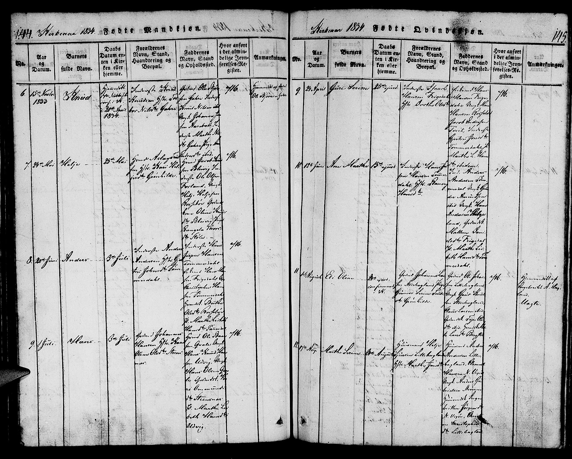 Torvastad sokneprestkontor, AV/SAST-A -101857/H/Ha/Haa/L0004: Ministerialbok nr. A 4, 1817-1836, s. 144-145