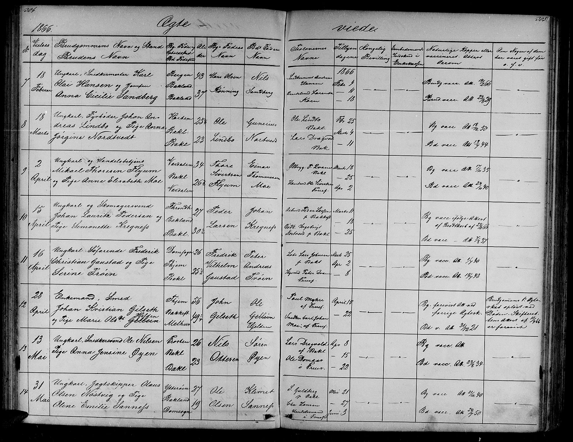 Ministerialprotokoller, klokkerbøker og fødselsregistre - Sør-Trøndelag, SAT/A-1456/604/L0219: Klokkerbok nr. 604C02, 1851-1869, s. 304-305