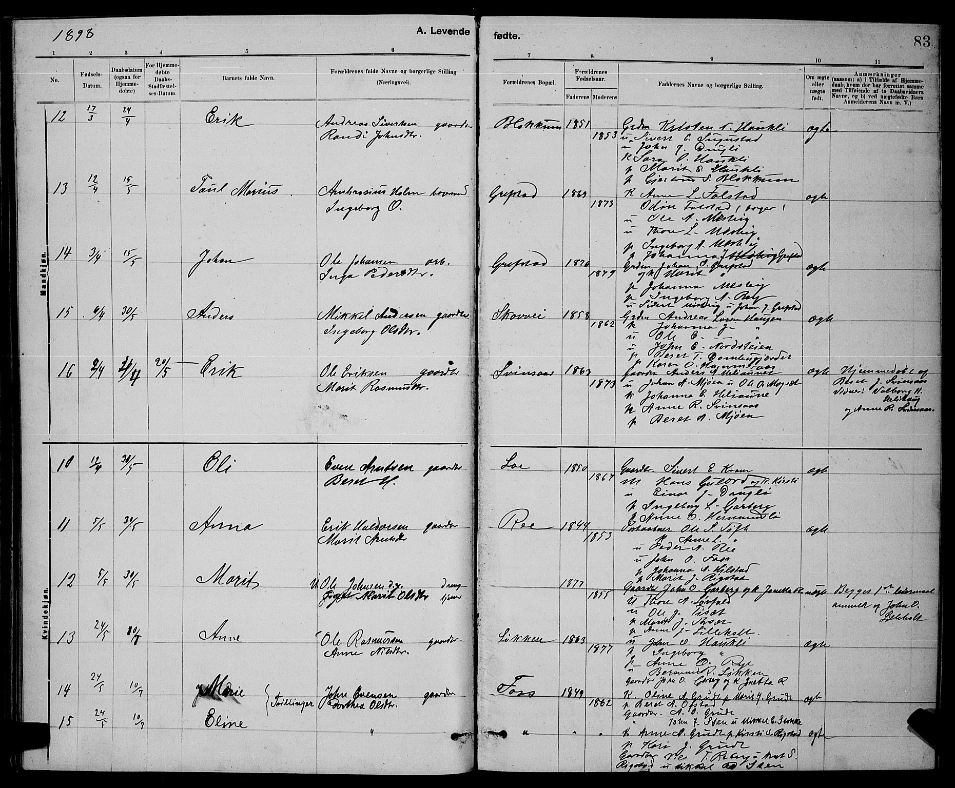 Ministerialprotokoller, klokkerbøker og fødselsregistre - Sør-Trøndelag, AV/SAT-A-1456/672/L0863: Klokkerbok nr. 672C02, 1888-1901, s. 83