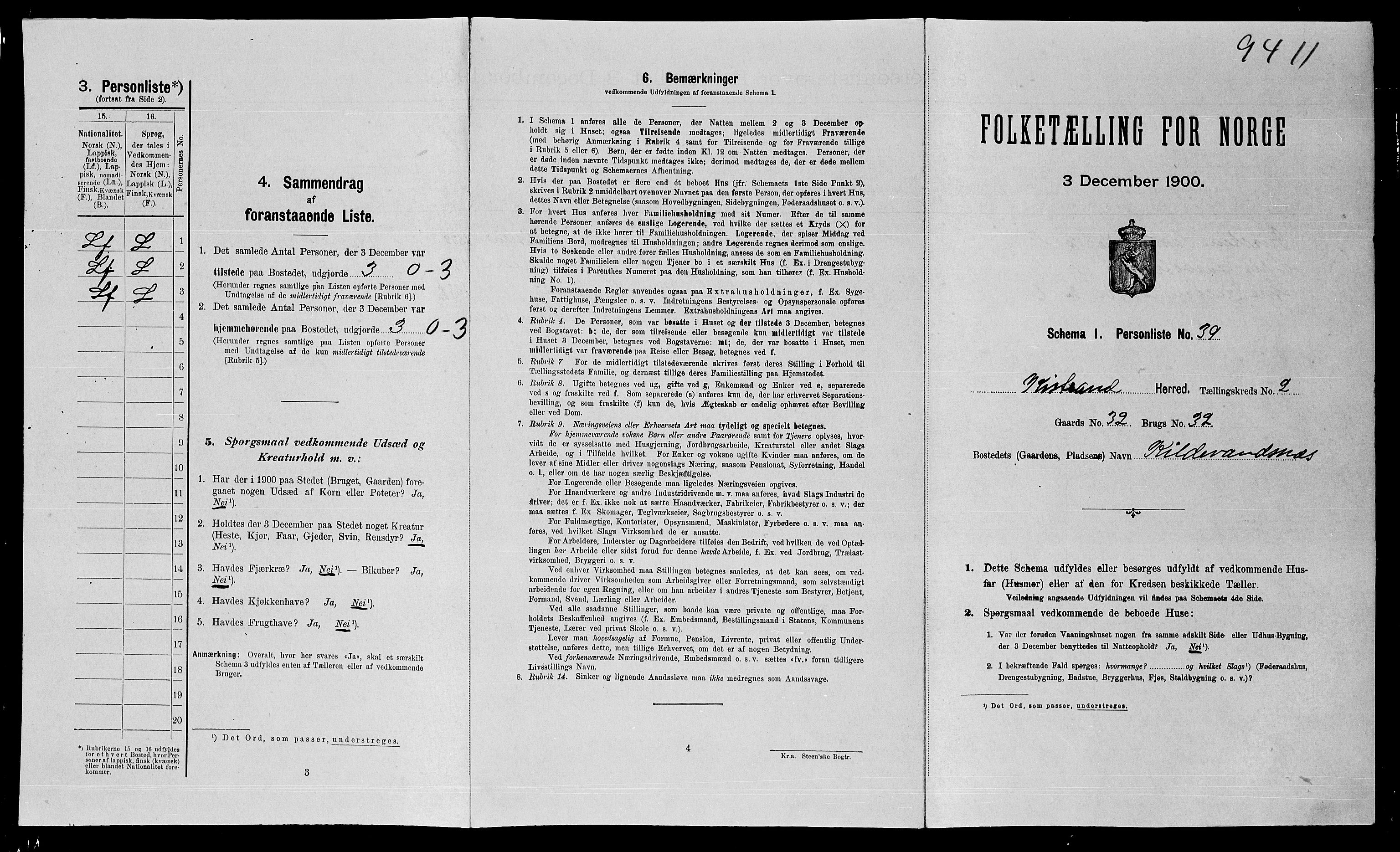 SATØ, Folketelling 1900 for 2020 Kistrand herred, 1900, s. 130