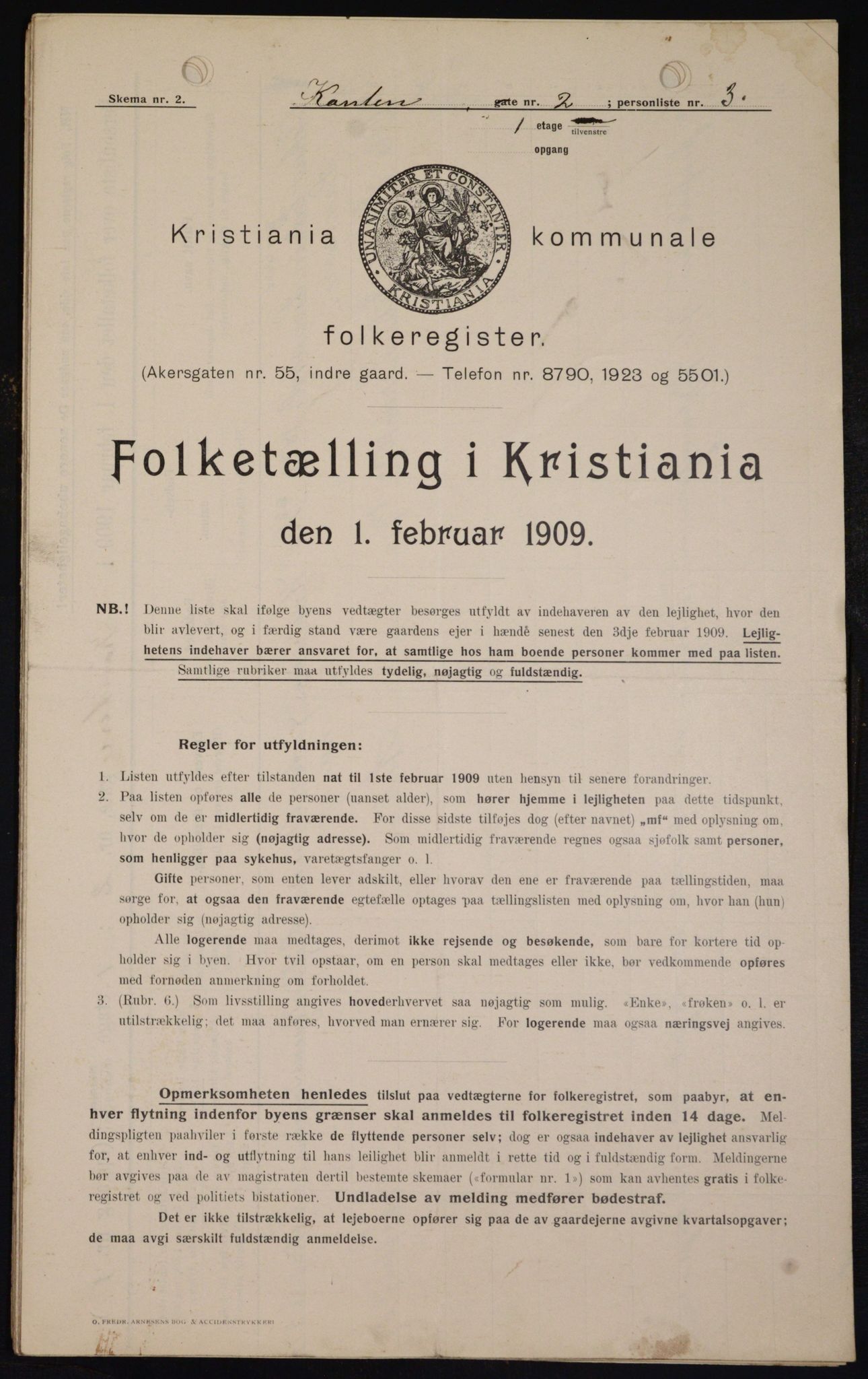 OBA, Kommunal folketelling 1.2.1909 for Kristiania kjøpstad, 1909, s. 43967