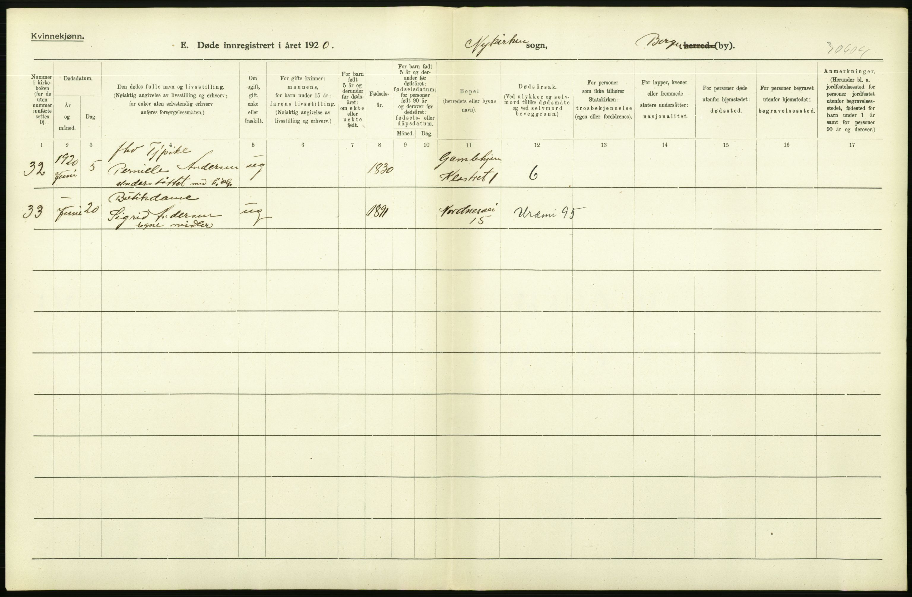 Statistisk sentralbyrå, Sosiodemografiske emner, Befolkning, AV/RA-S-2228/D/Df/Dfb/Dfbj/L0042: Bergen: Gifte, døde, dødfødte., 1920, s. 556