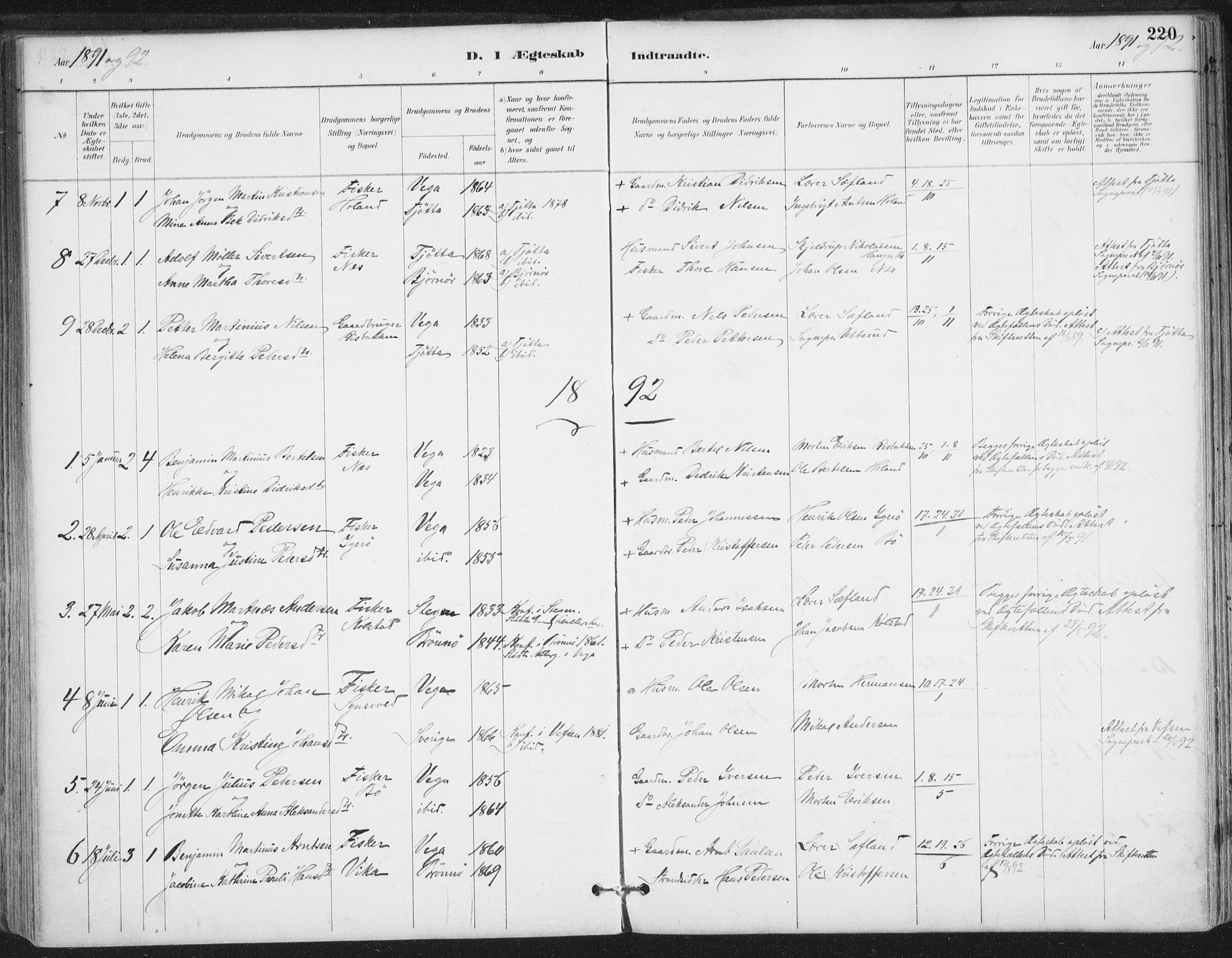 Ministerialprotokoller, klokkerbøker og fødselsregistre - Nordland, SAT/A-1459/816/L0244: Ministerialbok nr. 816A10, 1886-1903, s. 220