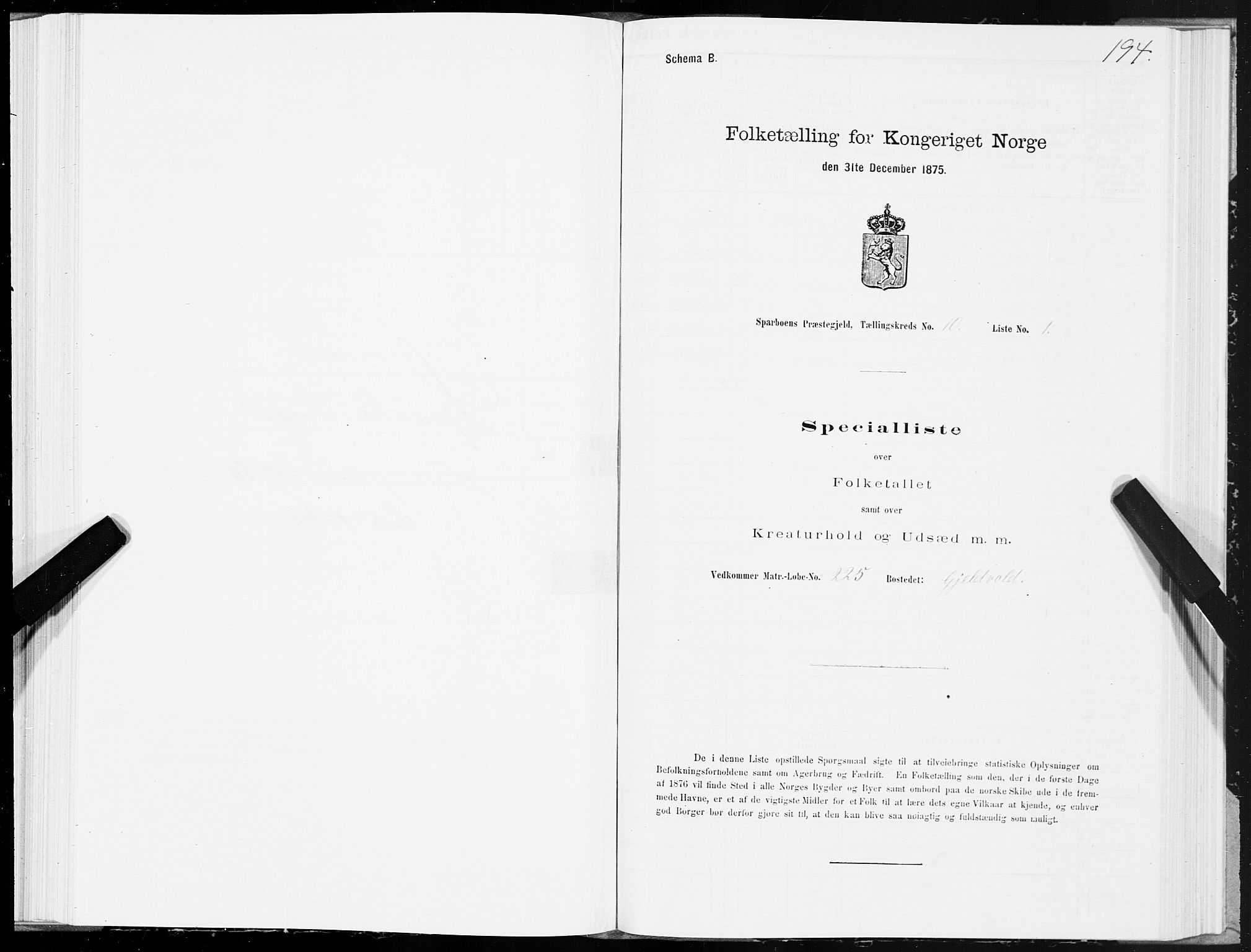 SAT, Folketelling 1875 for 1731P Sparbu prestegjeld, 1875, s. 4194