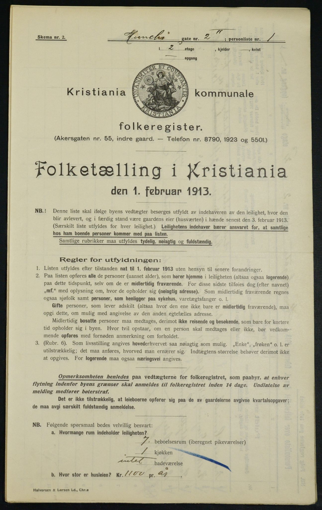 OBA, Kommunal folketelling 1.2.1913 for Kristiania, 1913, s. 66556