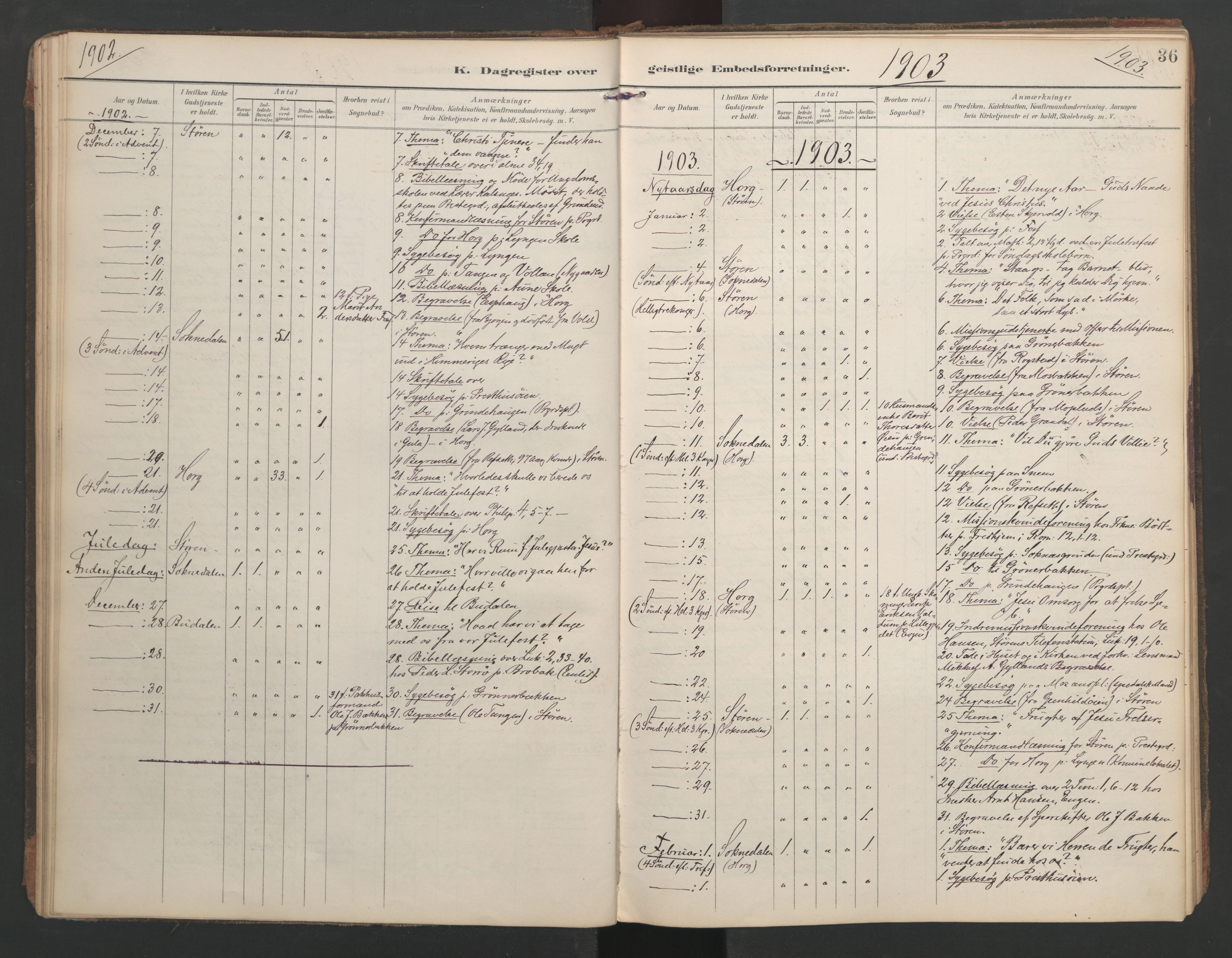 Ministerialprotokoller, klokkerbøker og fødselsregistre - Sør-Trøndelag, SAT/A-1456/687/L1005: Dagregister nr. 687A11, 1891-1912, s. 36