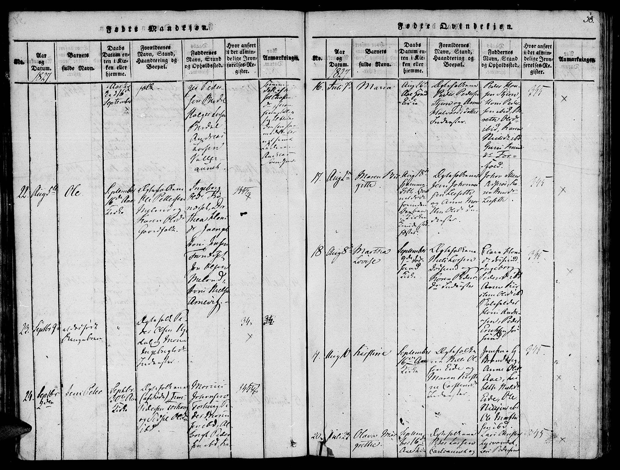 Ministerialprotokoller, klokkerbøker og fødselsregistre - Sør-Trøndelag, SAT/A-1456/655/L0675: Ministerialbok nr. 655A04, 1818-1830, s. 58