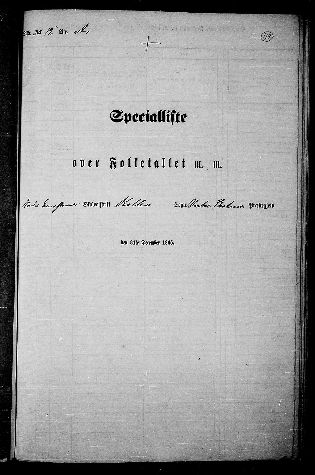 RA, Folketelling 1865 for 0529P Vestre Toten prestegjeld, 1865, s. 268