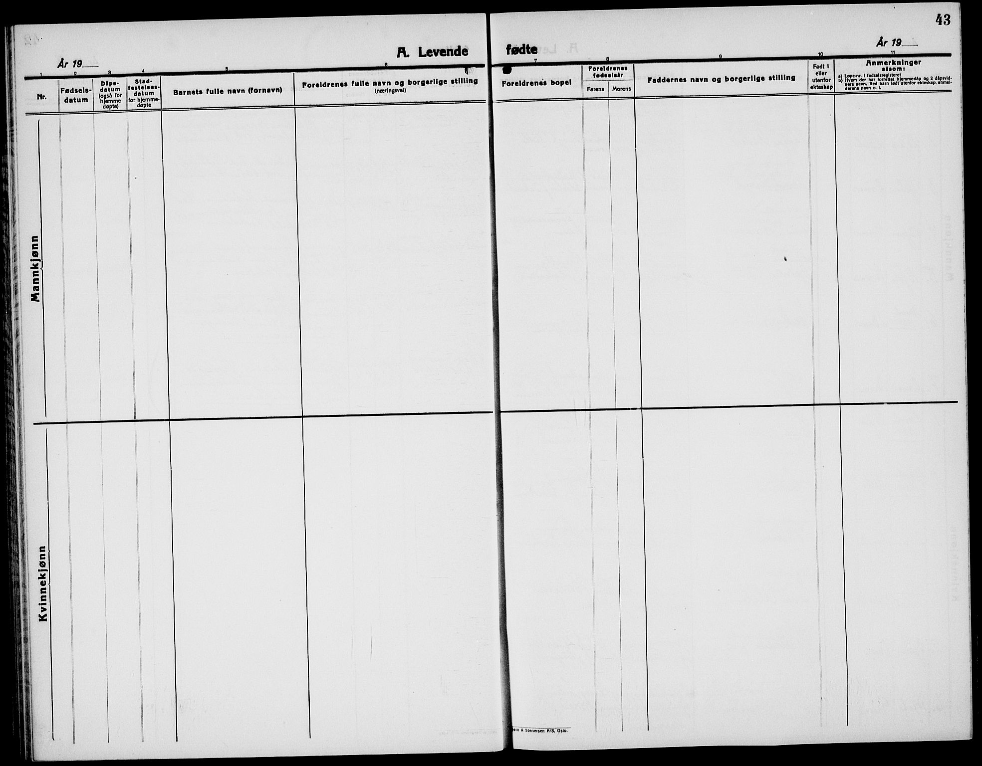 Horten kirkebøker, AV/SAKO-A-348/G/Ga/L0009: Klokkerbok nr. 9, 1926-1936, s. 43