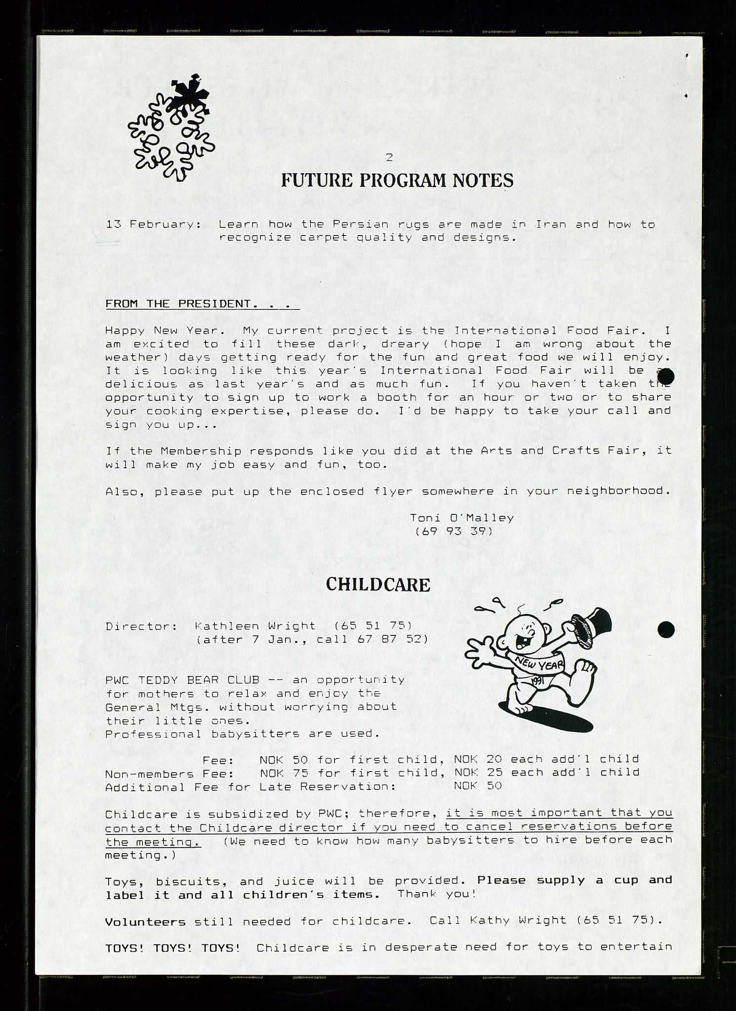 PA 1547 - Petroleum Wives Club, AV/SAST-A-101974/X/Xa/L0003: Newsletter, 1988-1994