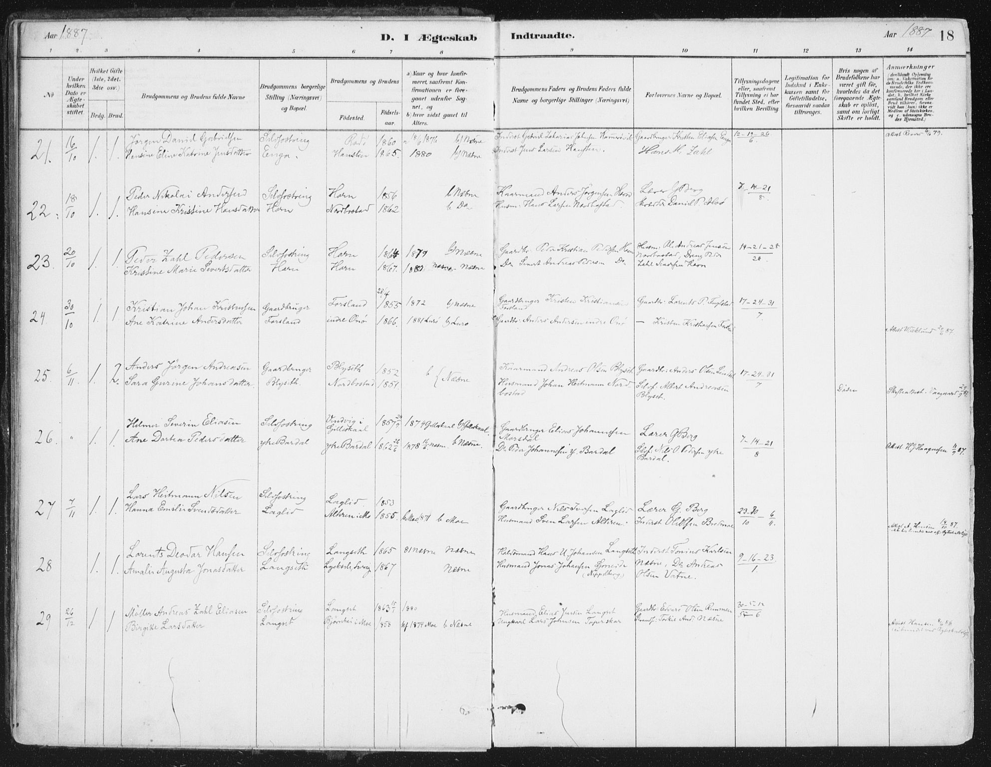 Ministerialprotokoller, klokkerbøker og fødselsregistre - Nordland, SAT/A-1459/838/L0553: Ministerialbok nr. 838A11, 1880-1910, s. 18