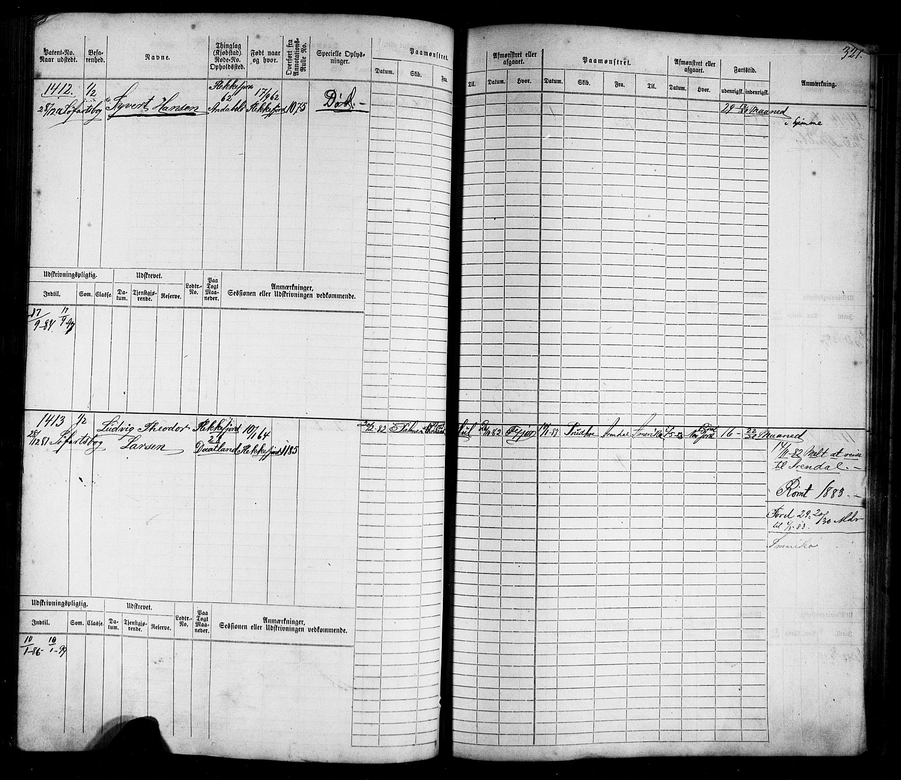 Flekkefjord mønstringskrets, AV/SAK-2031-0018/F/Fb/L0009: Hovedrulle nr 771-1533, Æ-6, 1868-1900, s. 348