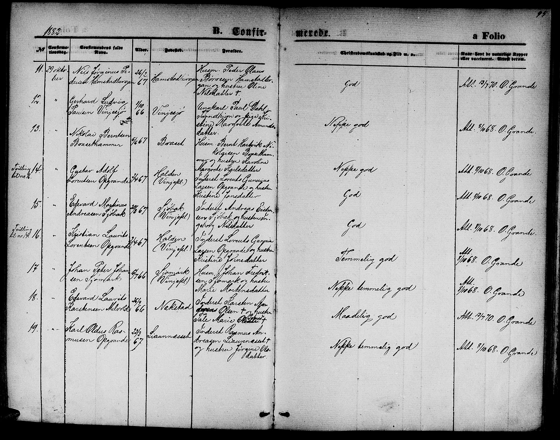 Ministerialprotokoller, klokkerbøker og fødselsregistre - Nord-Trøndelag, AV/SAT-A-1458/733/L0326: Klokkerbok nr. 733C01, 1871-1887, s. 95