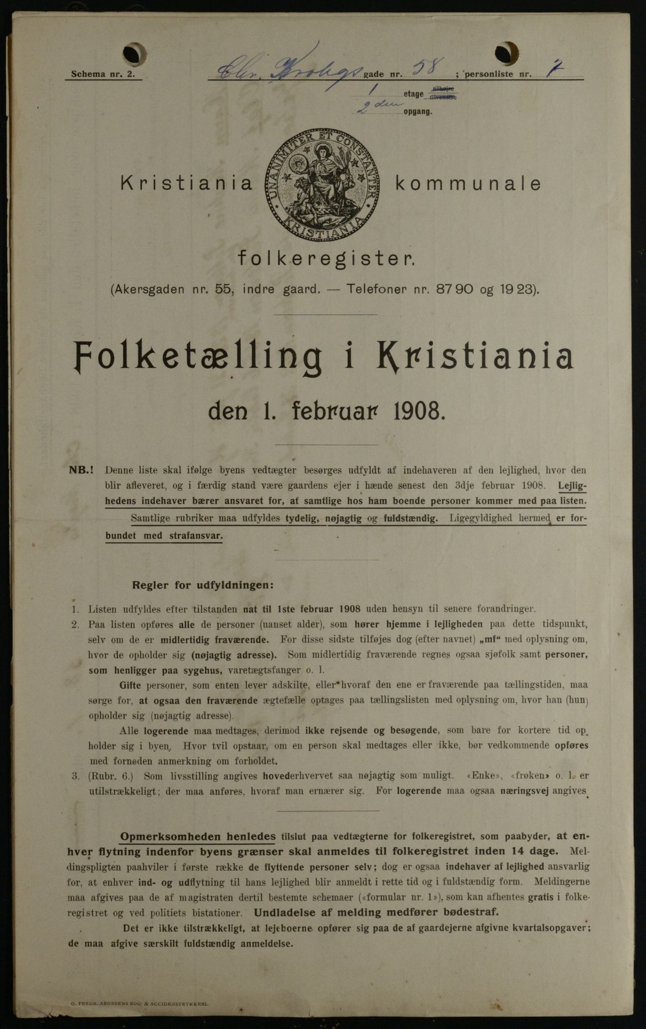 OBA, Kommunal folketelling 1.2.1908 for Kristiania kjøpstad, 1908, s. 11599