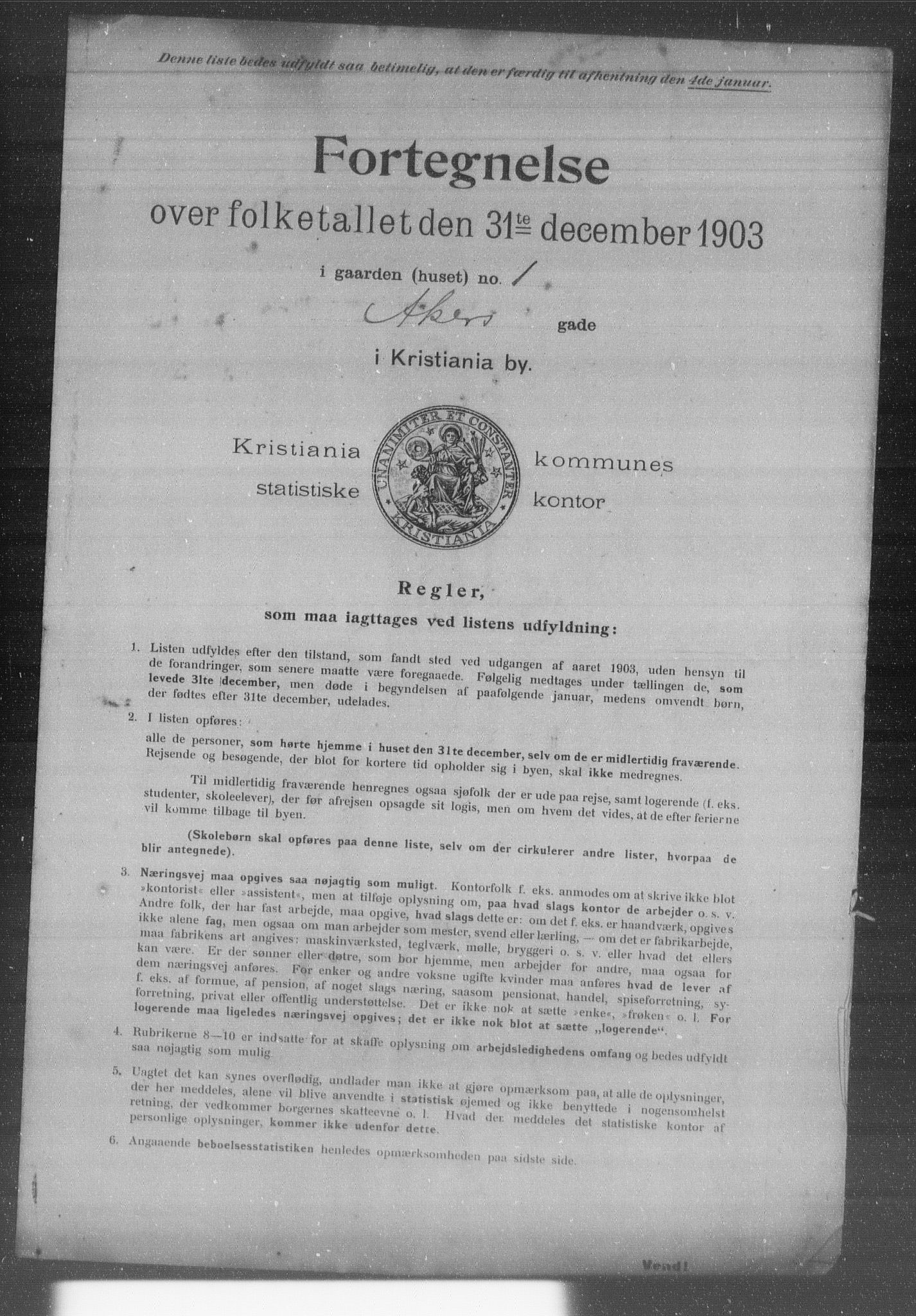 OBA, Kommunal folketelling 31.12.1903 for Kristiania kjøpstad, 1903, s. 64