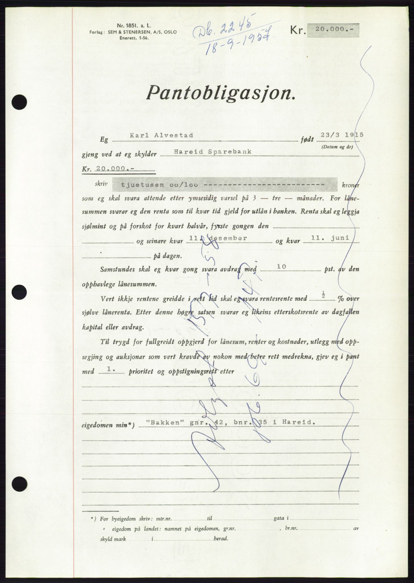 Søre Sunnmøre sorenskriveri, AV/SAT-A-4122/1/2/2C/L0130: Pantebok nr. 18B, 1957-1958, Dagboknr: 2245/1957