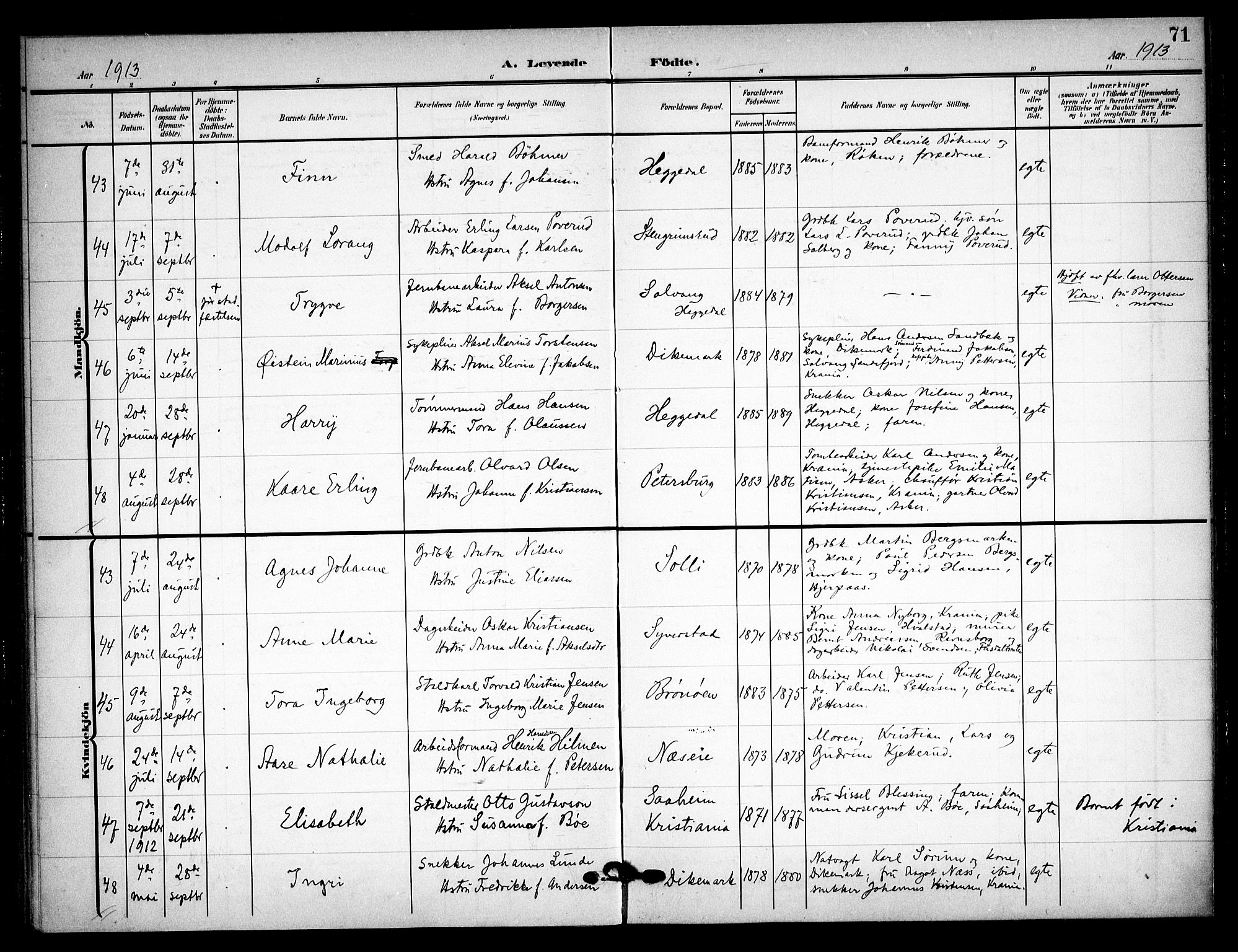 Asker prestekontor Kirkebøker, AV/SAO-A-10256a/F/Fa/L0017: Ministerialbok nr. I 17, 1907-1915, s. 71
