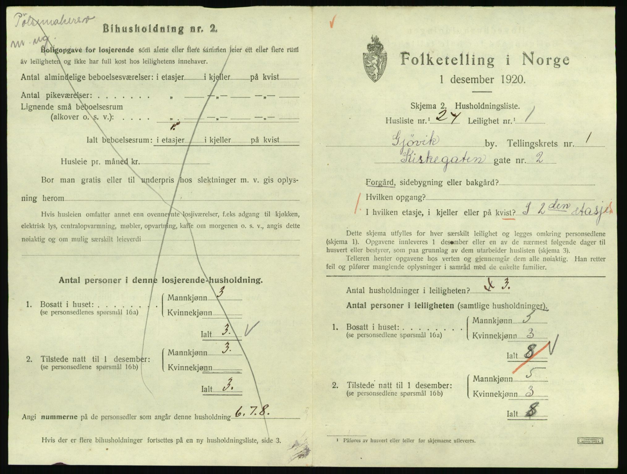 SAH, Folketelling 1920 for 0502 Gjøvik kjøpstad, 1920, s. 818