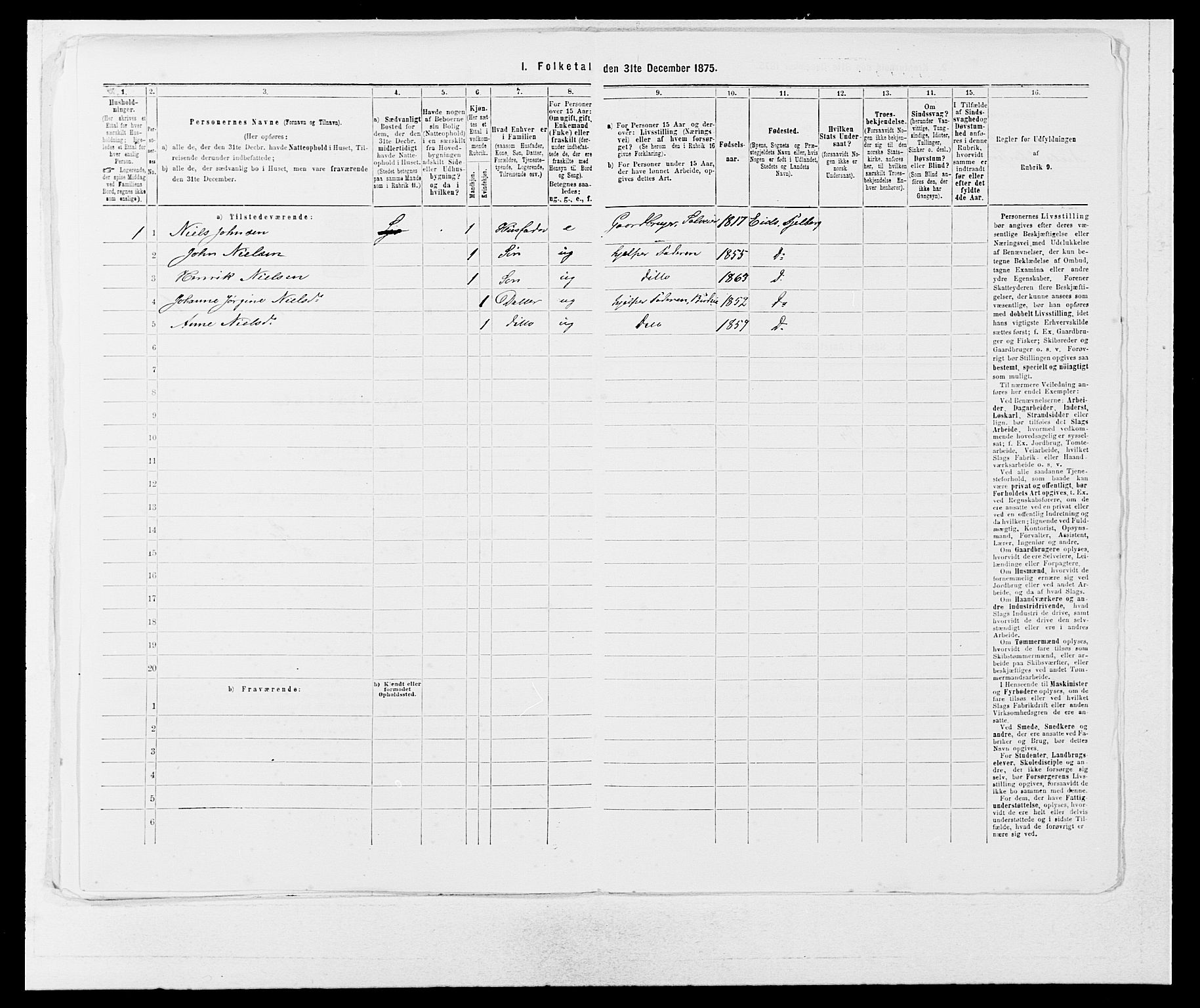 SAB, Folketelling 1875 for 1213P Fjelberg prestegjeld, 1875, s. 1173