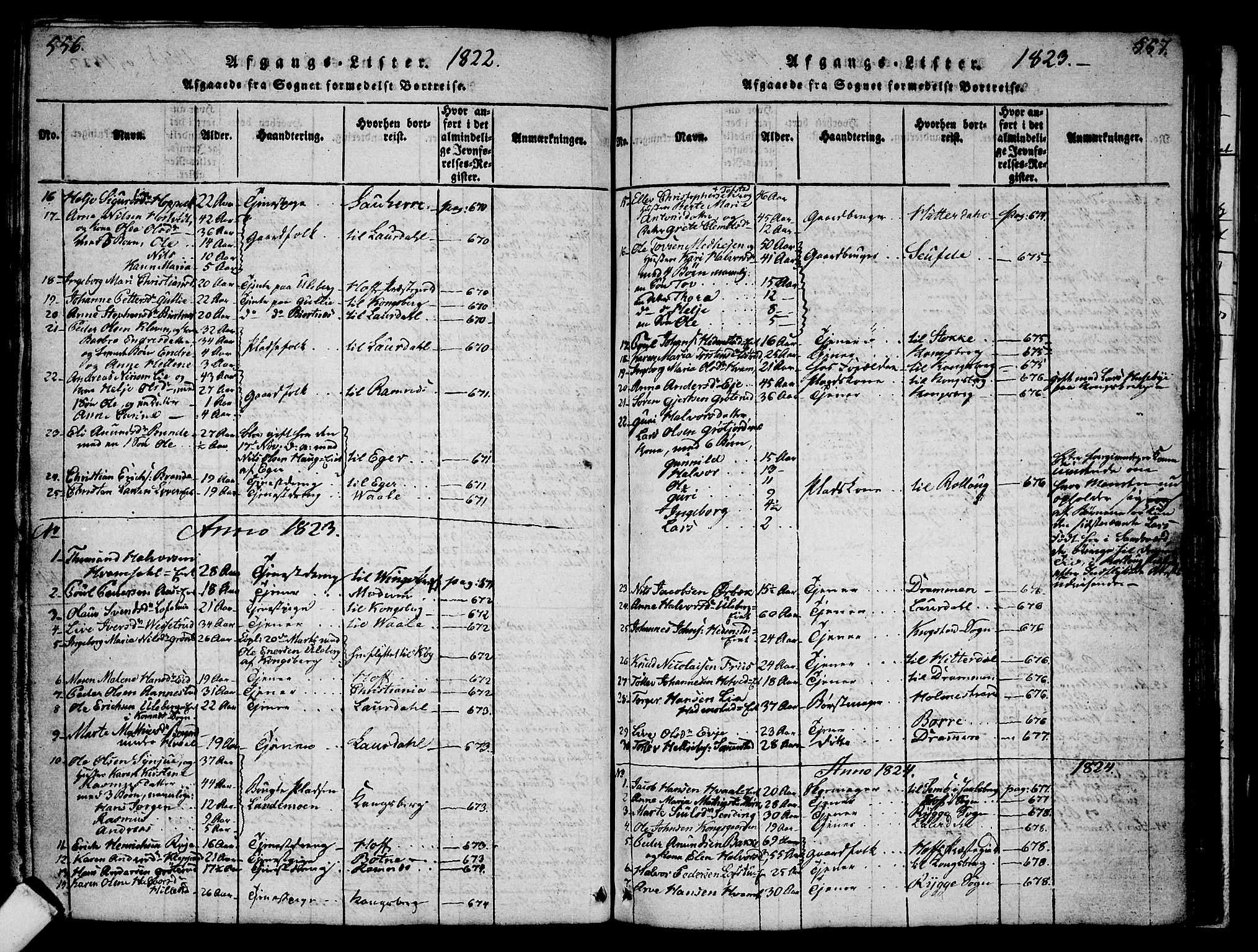 Sandsvær kirkebøker, AV/SAKO-A-244/G/Ga/L0003: Klokkerbok nr. I 3, 1817-1839, s. 556-557