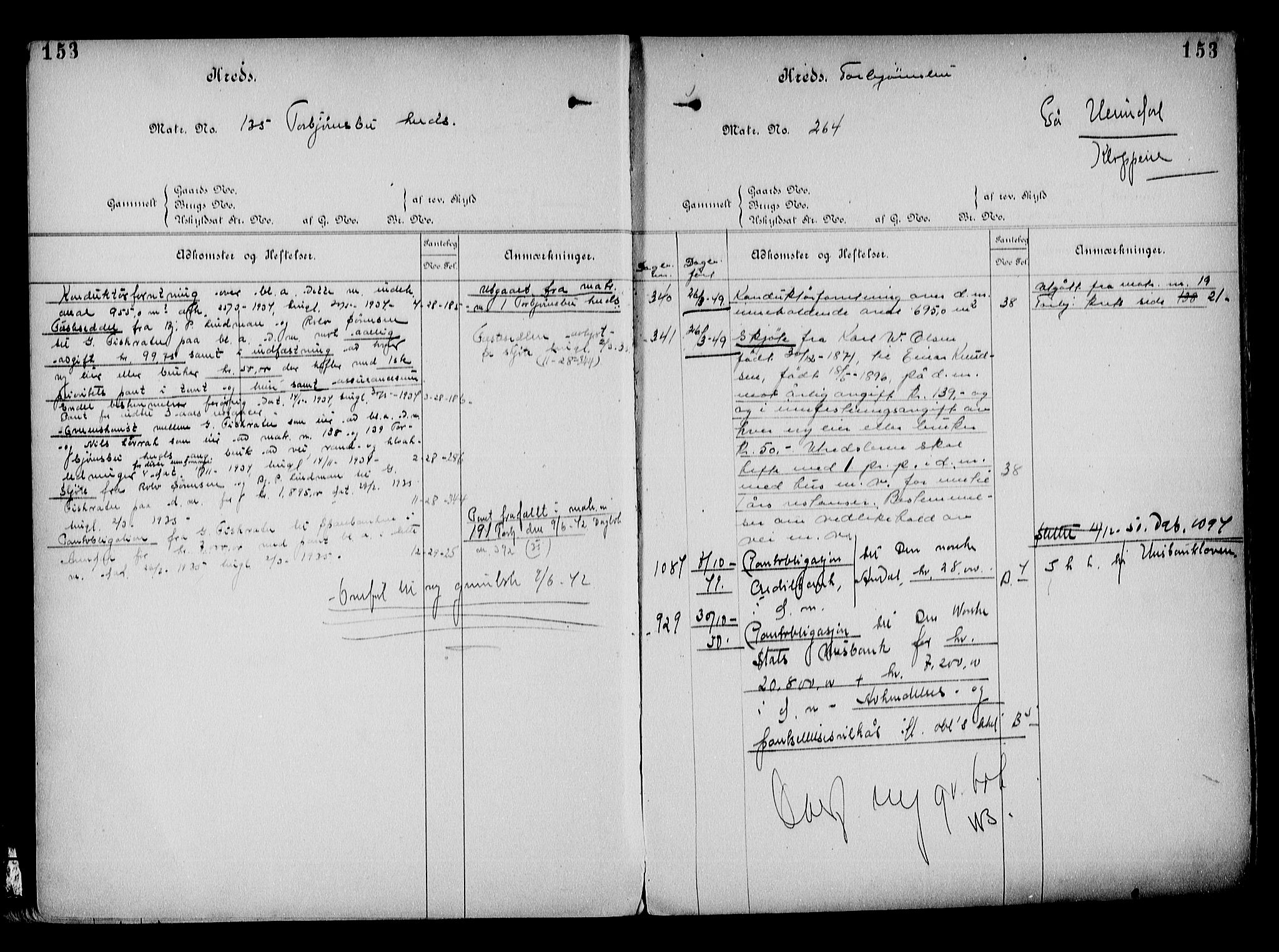Arendal byfogd, AV/SAK-1222-0001/G/Ga/L0013: Panteregister nr. 11, 1865-1960, s. 153