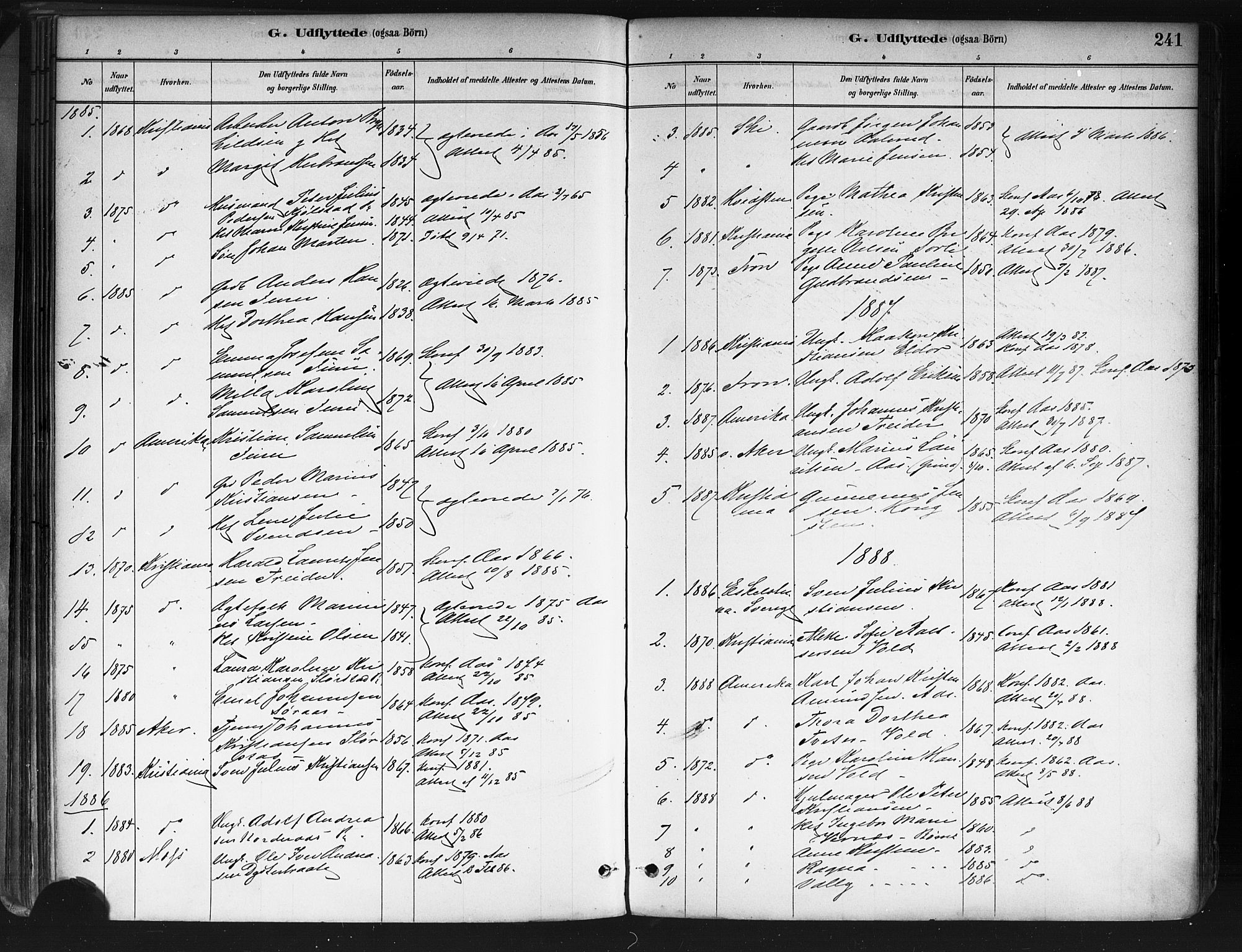 Ås prestekontor Kirkebøker, AV/SAO-A-10894/F/Fa/L0009: Ministerialbok nr. I 9, 1881-1900, s. 241