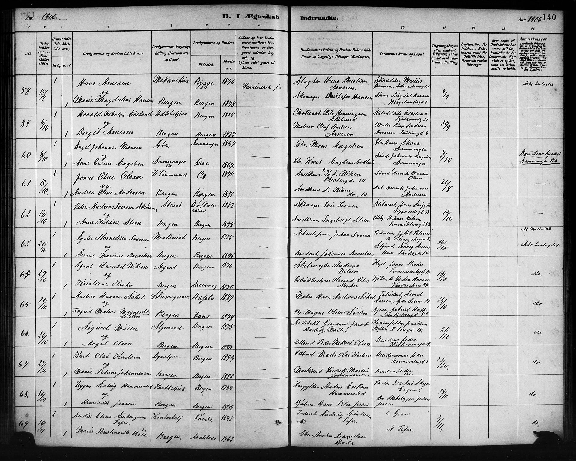 Johanneskirken sokneprestembete, AV/SAB-A-76001/H/Hab: Klokkerbok nr. C 1, 1885-1912, s. 140