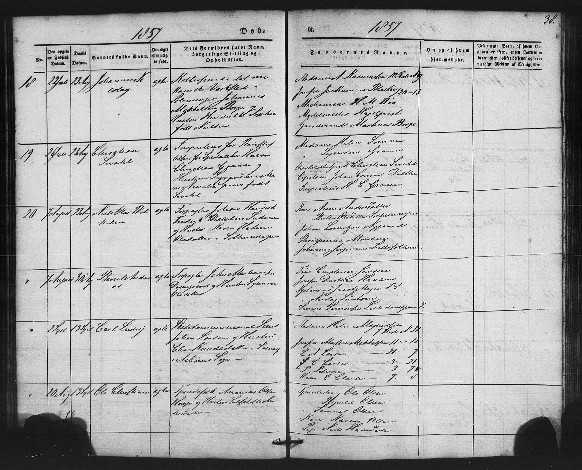 St. Jørgens hospital og Årstad sokneprestembete, AV/SAB-A-99934: Klokkerbok nr. A 2, 1843-1863, s. 38