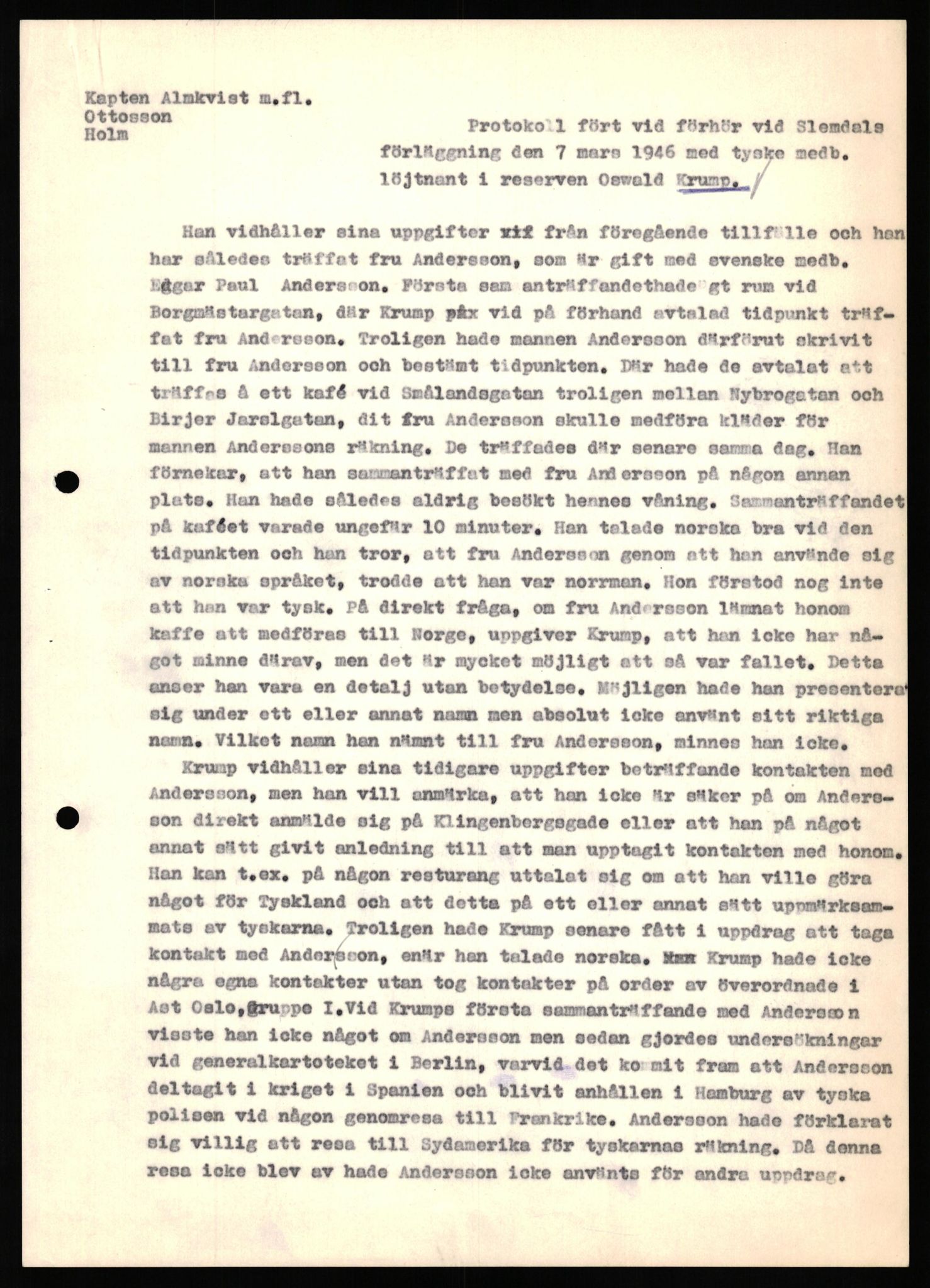 Forsvaret, Forsvarets overkommando II, RA/RAFA-3915/D/Db/L0041: CI Questionaires.  Diverse nasjonaliteter., 1945-1946, s. 250