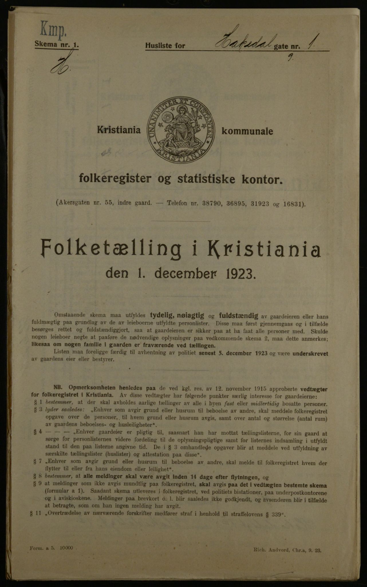 OBA, Kommunal folketelling 1.12.1923 for Kristiania, 1923, s. 27280