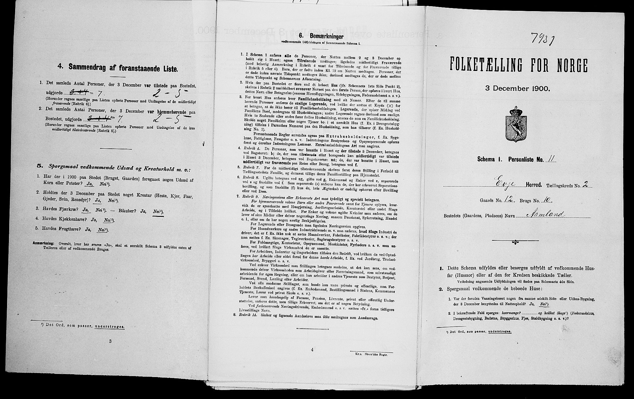 SAK, Folketelling 1900 for 0937 Evje herred, 1900, s. 116