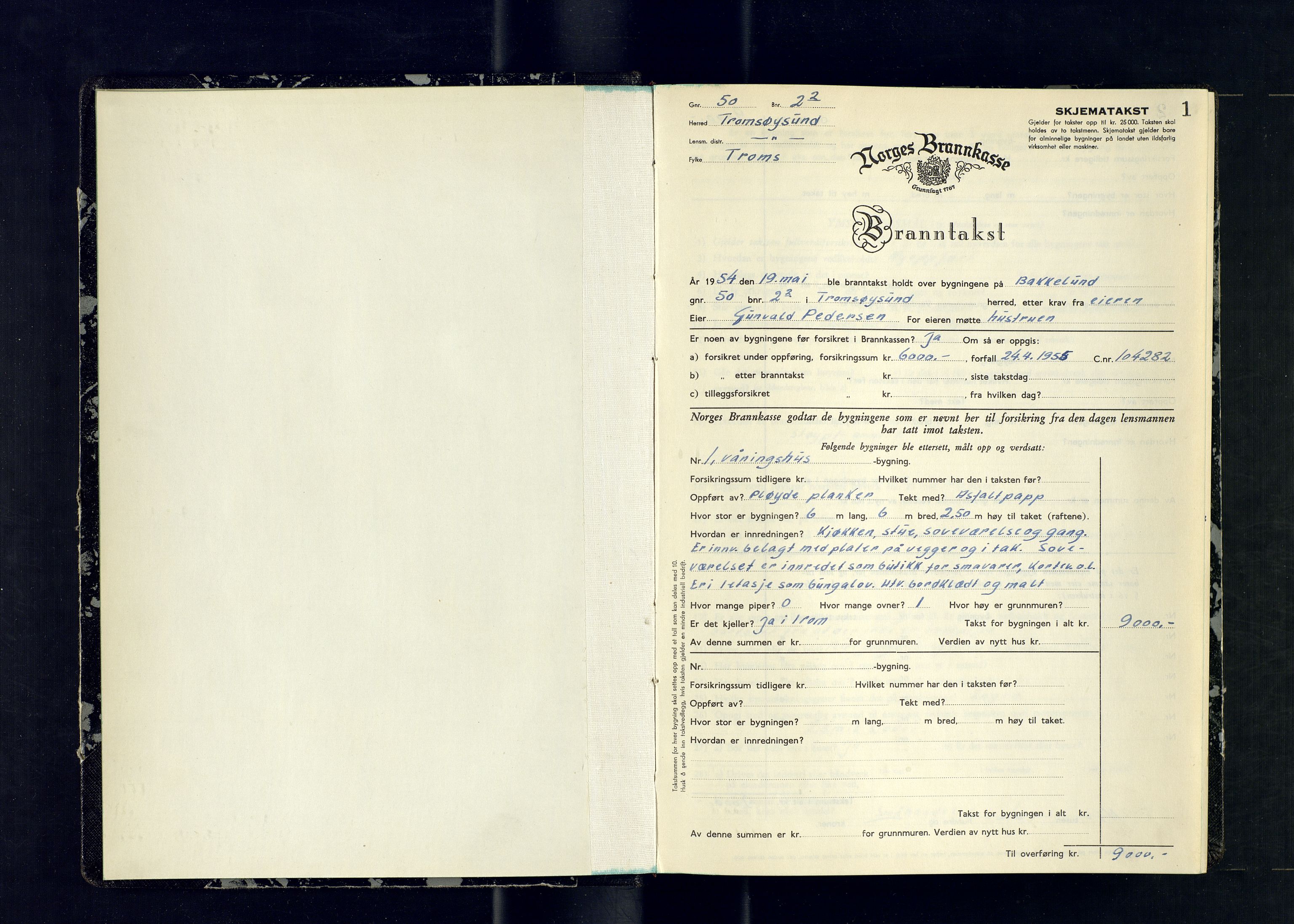 Tromsøysund lensmannskontor, SATØ/SATØ-12/F/Fs/Fsb/L0768: Branntakstprotokoll (S), 1954-1955, s. 1