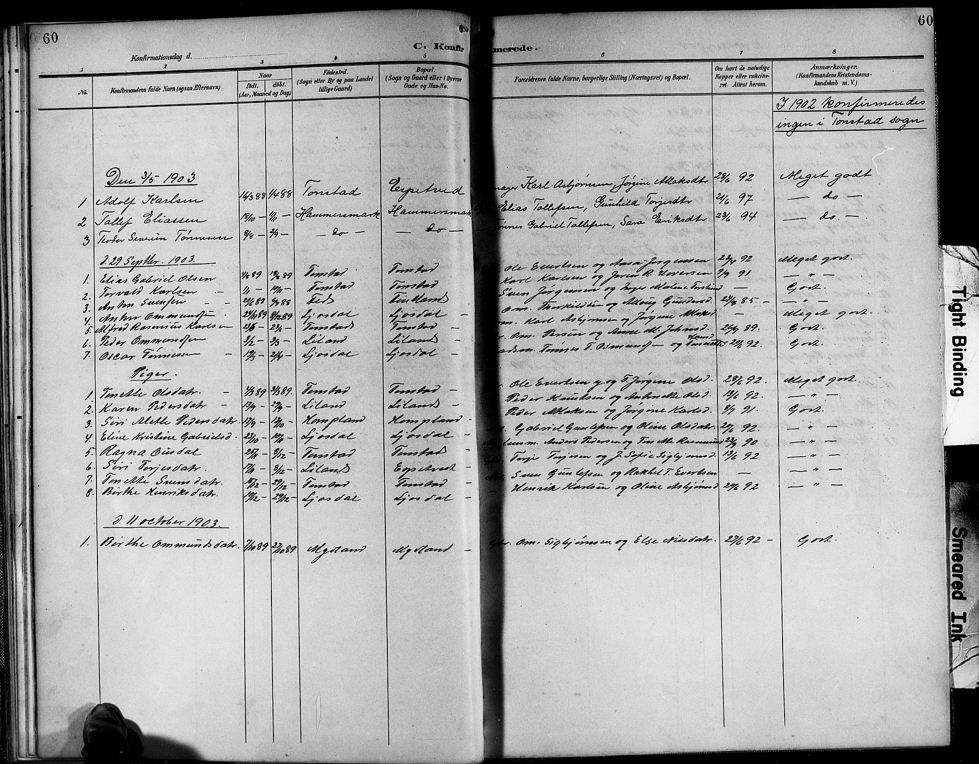 Sirdal sokneprestkontor, AV/SAK-1111-0036/F/Fb/Fbb/L0004: Klokkerbok nr. B 4, 1895-1916, s. 60