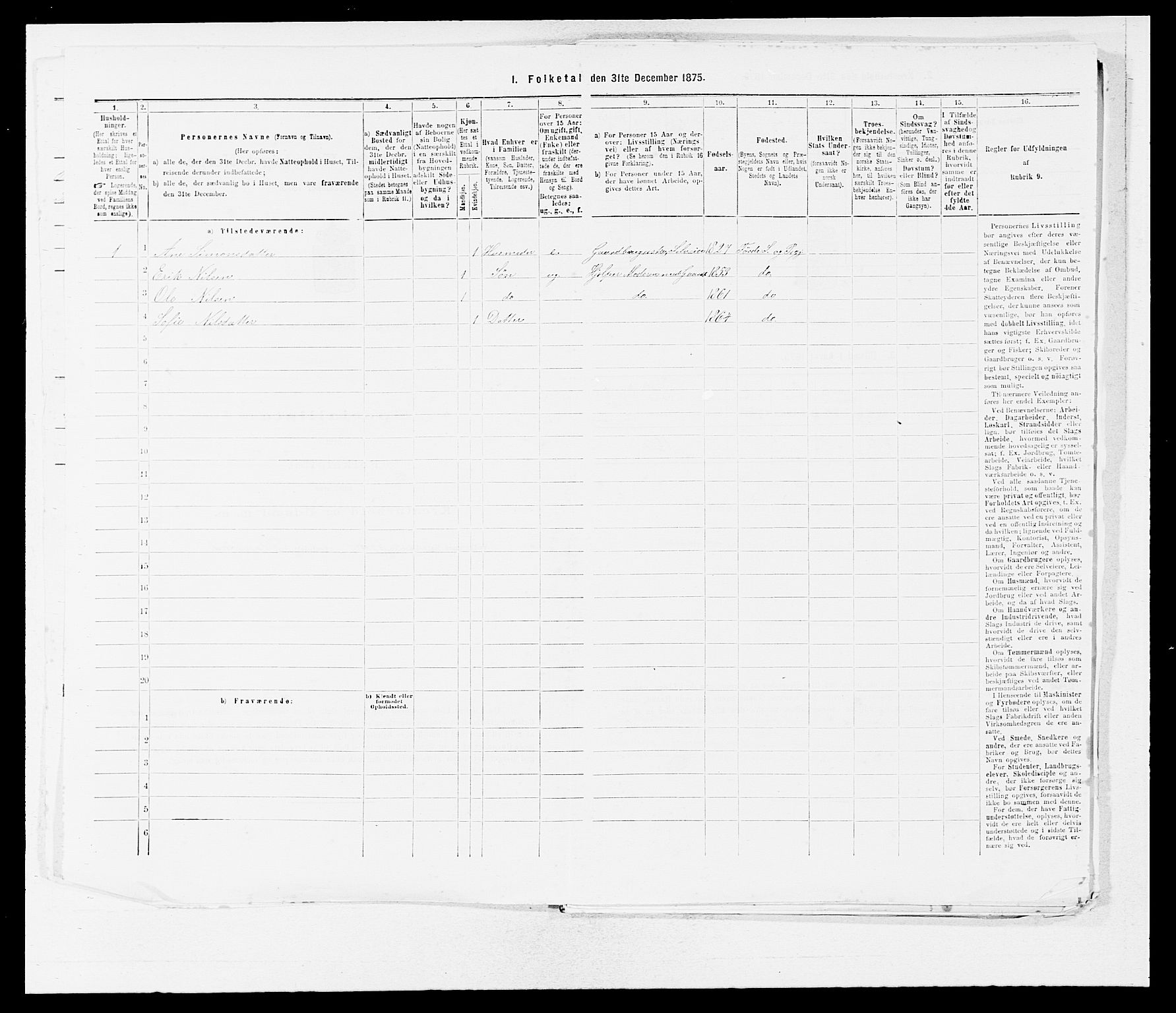 SAB, Folketelling 1875 for 1432P Førde prestegjeld, 1875, s. 819