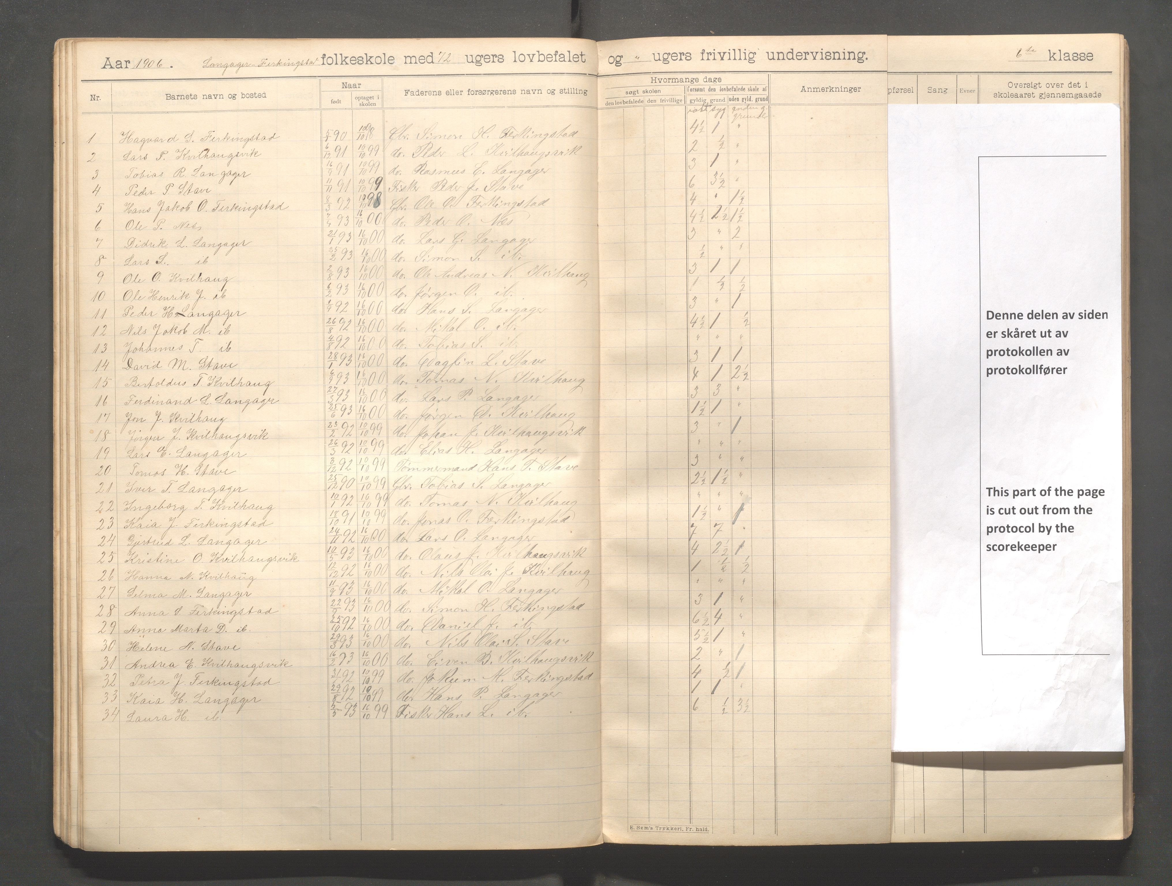 Skudenes kommune - Langåker - Ferkingstad skole, IKAR/A-303/H/L0002: Skoleprotokoll 1.-6. kl., 1903-1910, s. 37