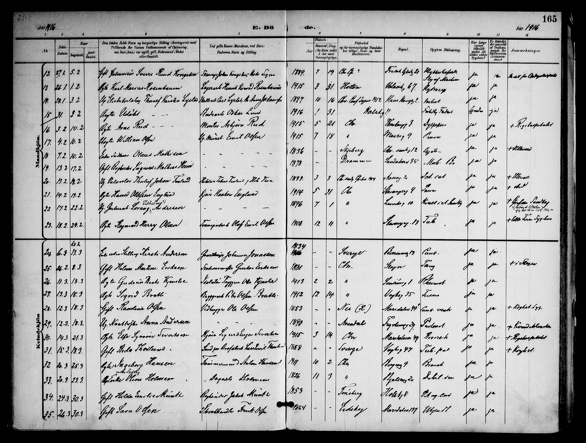 Sagene prestekontor Kirkebøker, AV/SAO-A-10796/F/L0006: Ministerialbok nr. 6, 1898-1923, s. 165