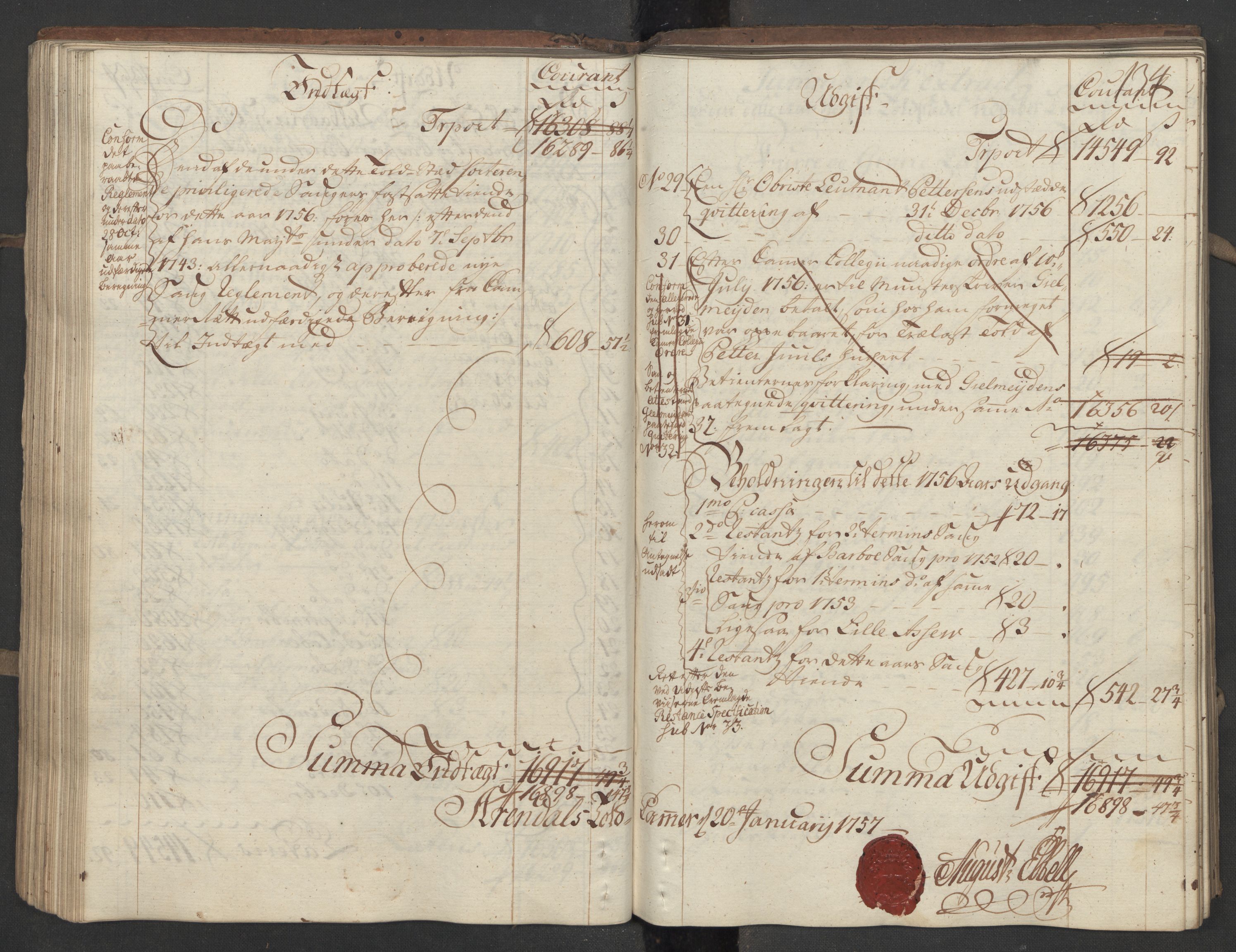 Generaltollkammeret, tollregnskaper, RA/EA-5490/R15/L0030a/0001: Tollregnskaper Arendal / Utgående hovedtollbok, 1756, s. 133b-134a